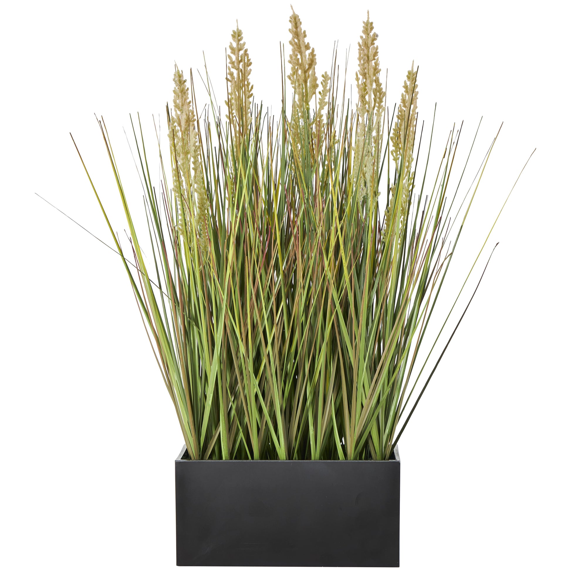Faux Foliage Indoor Outdoor Artificial Plant with Black Rectangular Plastic Pot