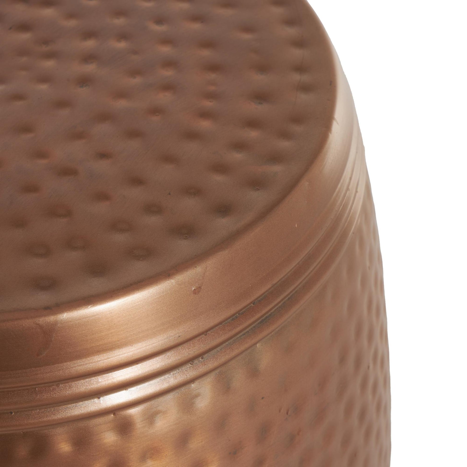 Drum Metal Handmade Side End Accent Table with Hammered Design