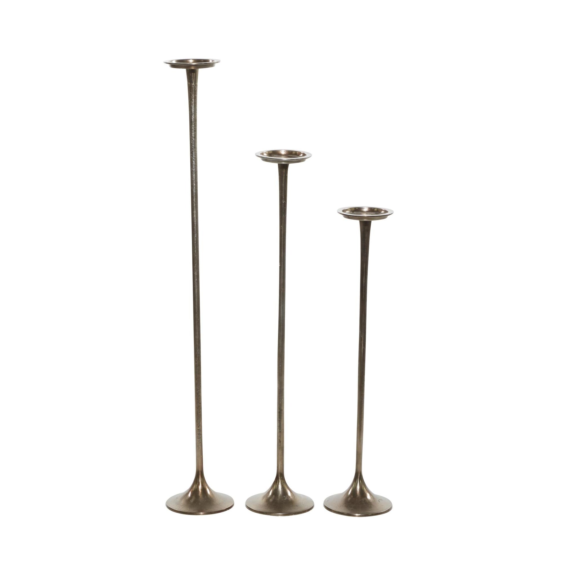 Set of 3 Aluminum Metal Tall Decorative Candle Holder