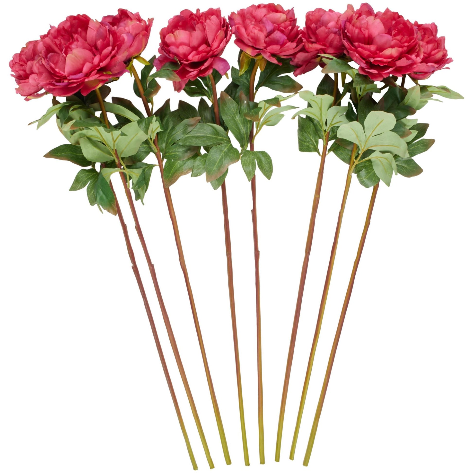 Set of 8 Peony Pink Faux Foliage Tall Indoor Outdoor Artificial Flower Stem