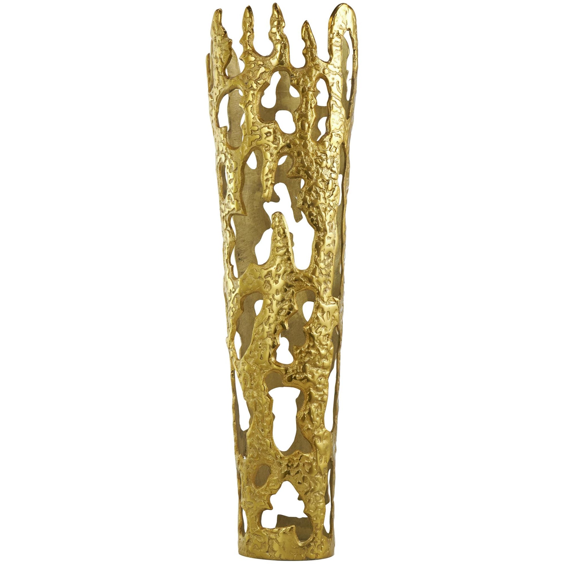 Abstract Aluminum Metal Tall Floor Drip Decorative Vase with Melting Designed Body