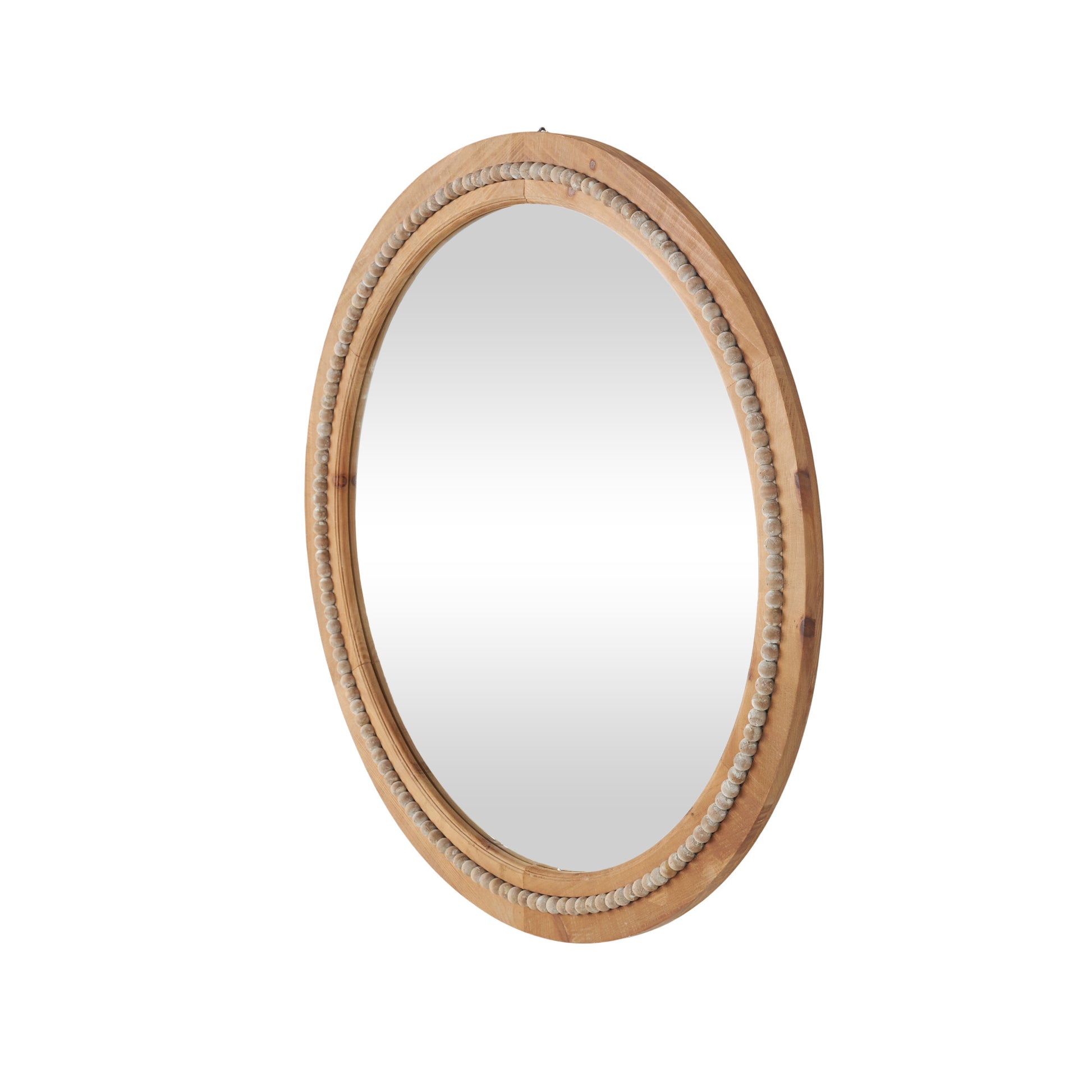 Wood Distressed Room Wall Mirror with Beaded Detailing 36" x 2" x 36"
