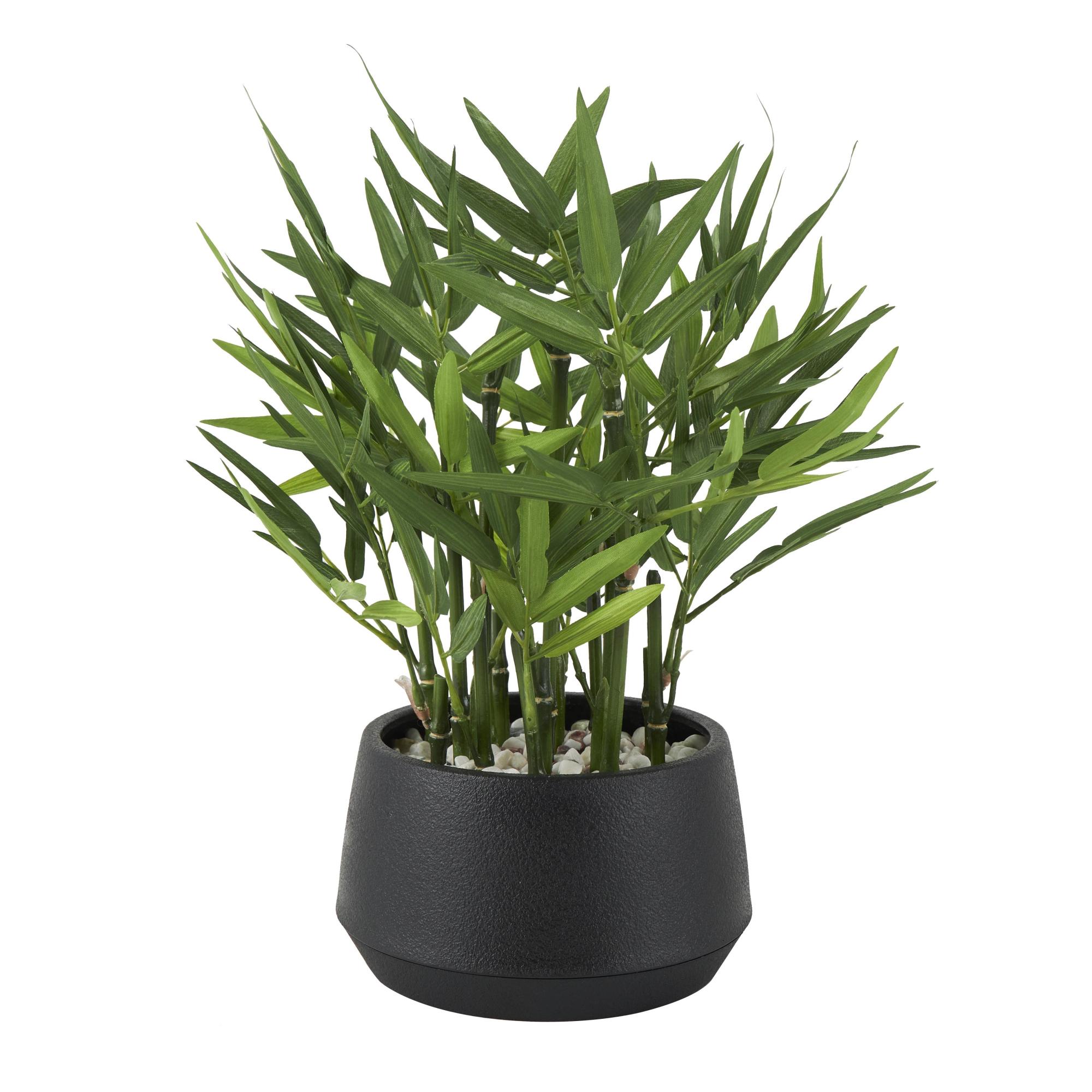 Bamboo Green Faux Foliage Indoor Outdoor Artificial Plant with Black Plastic Pot