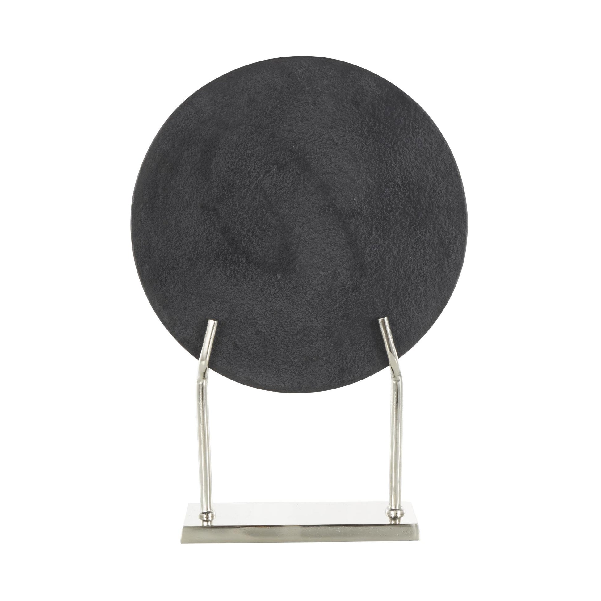 Abstract Marble Textured Disk Decorative Sculpture with Gold Stand 14" x 3" x 20"