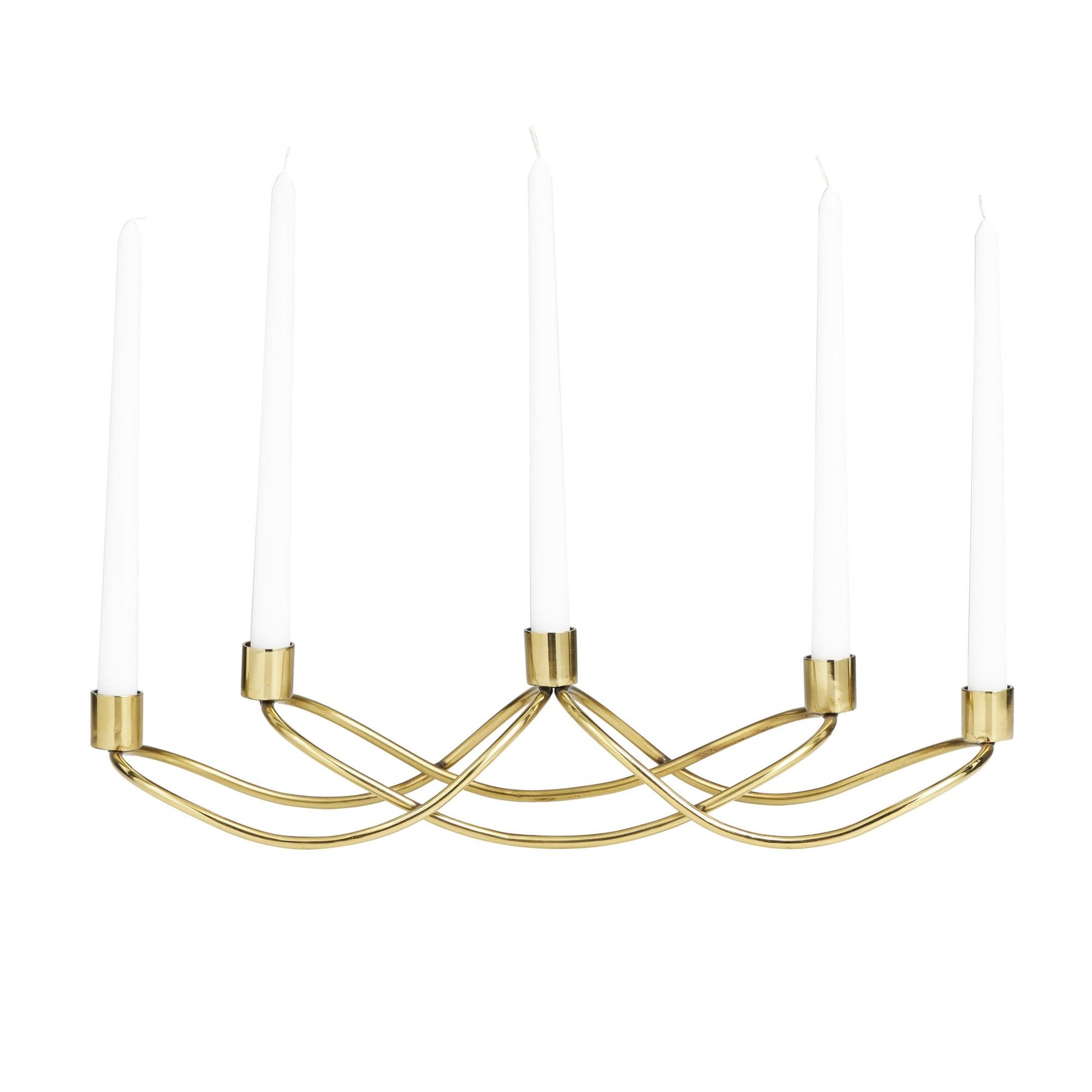Gold Stainless Steel Metal 5 Candle Decorative Candelabra