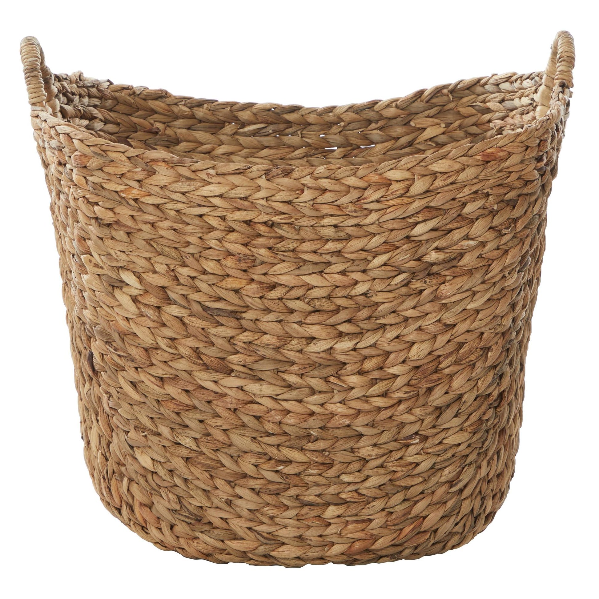 Seagrass Handmade Large Woven Decorative and Functional Storage Basket with Ring Handles