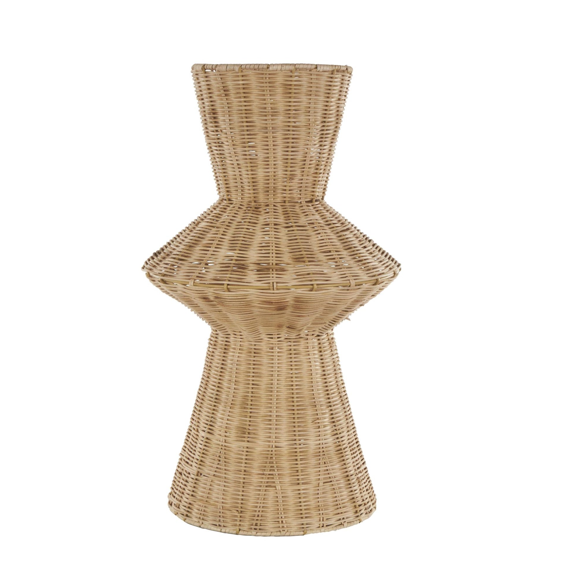 Brown Rattan Handmade Woven Tapered Fluted Decorative Vase