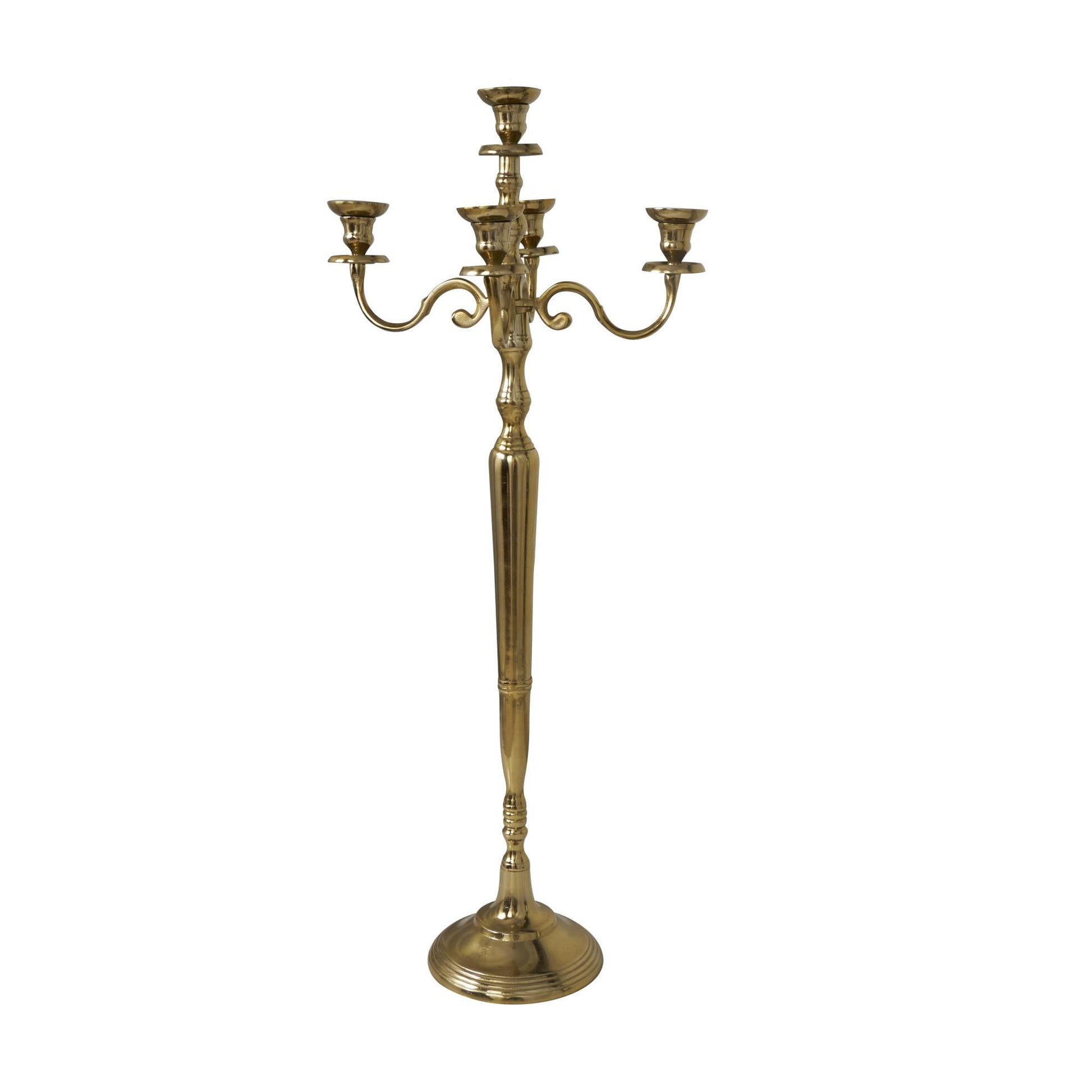 Scroll Aluminum Metal Tall Floor 5 Candle Decorative Candelabra