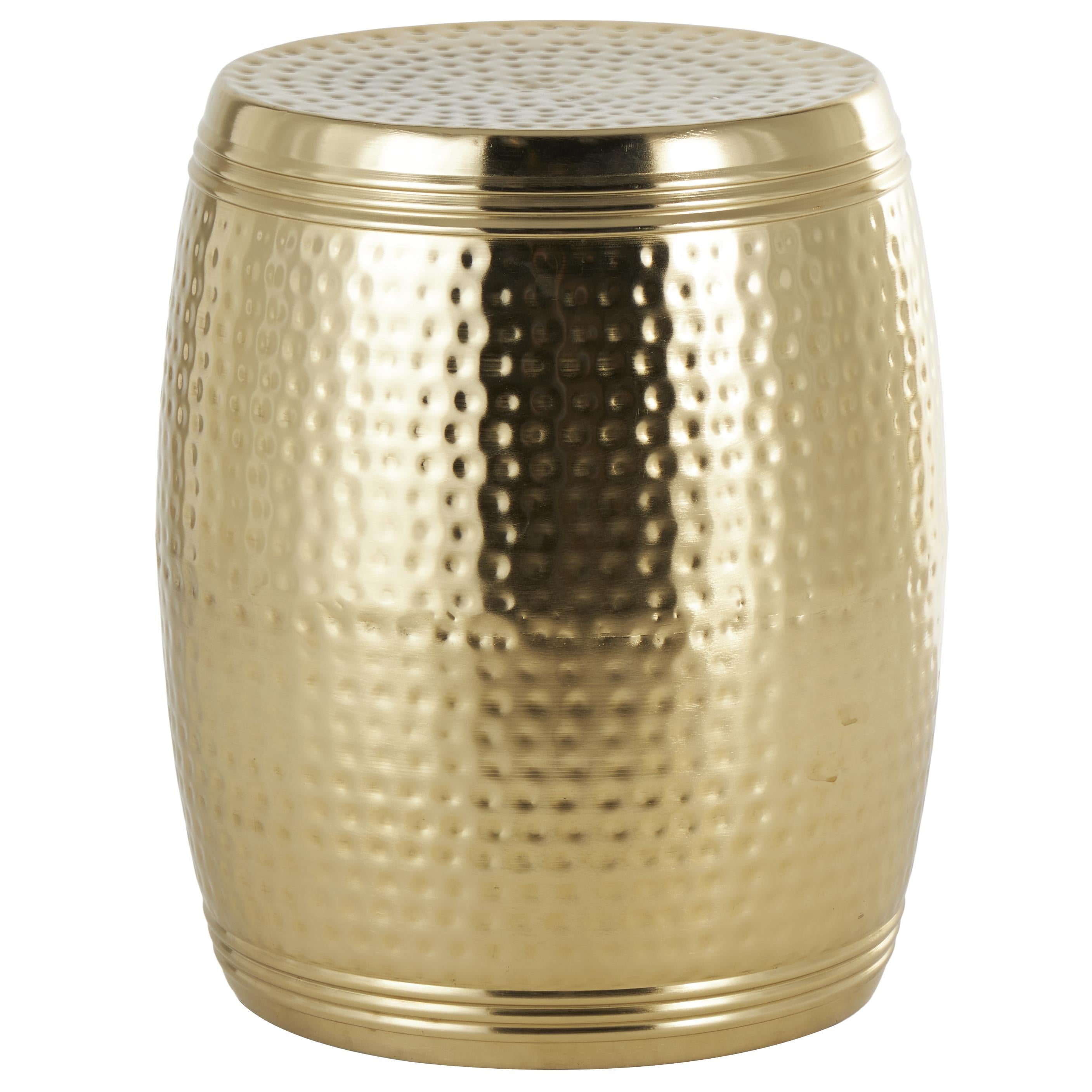 Drum Metal Handmade Side End Accent Table with Hammered Design