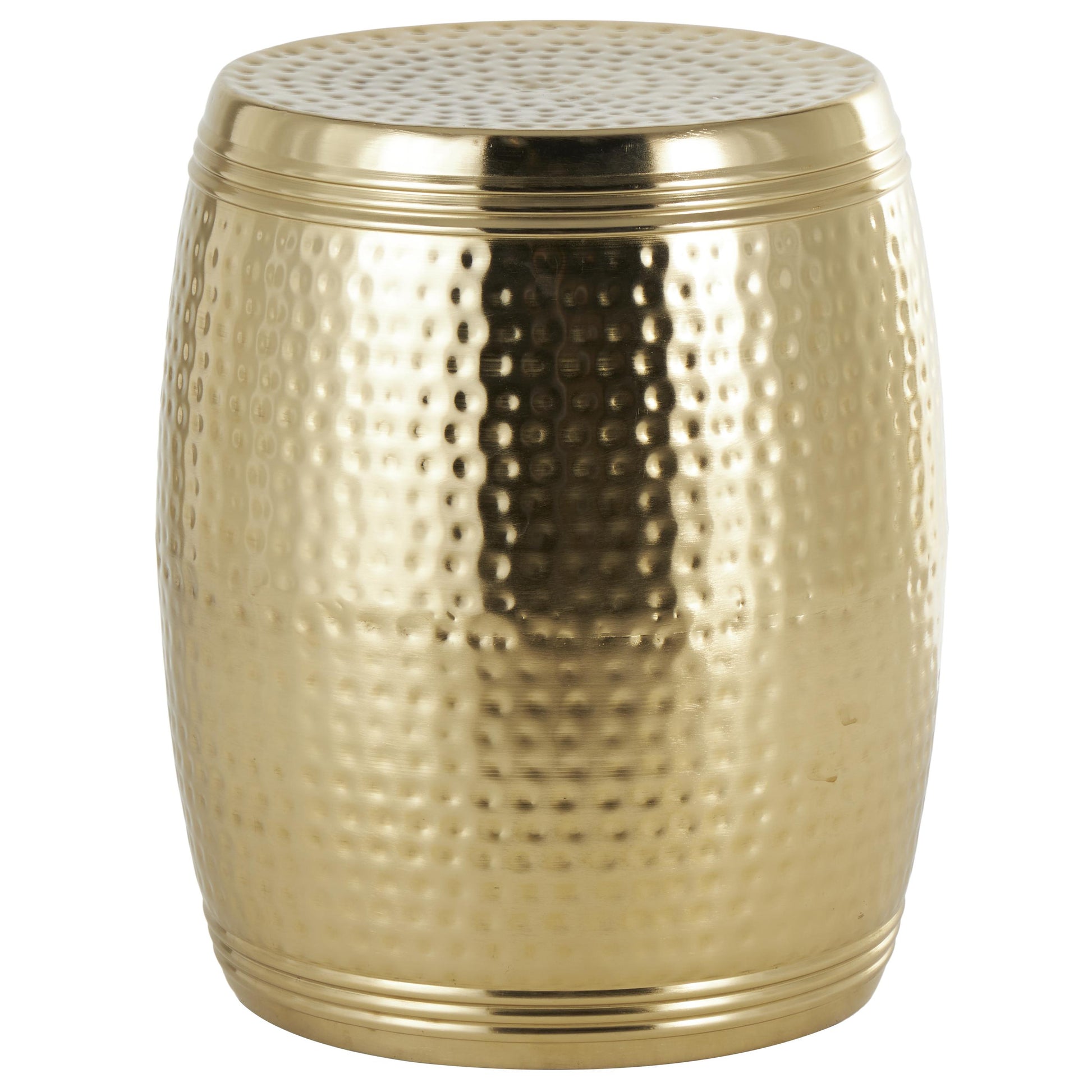 Drum Metal Handmade Side End Accent Table with Hammered Design