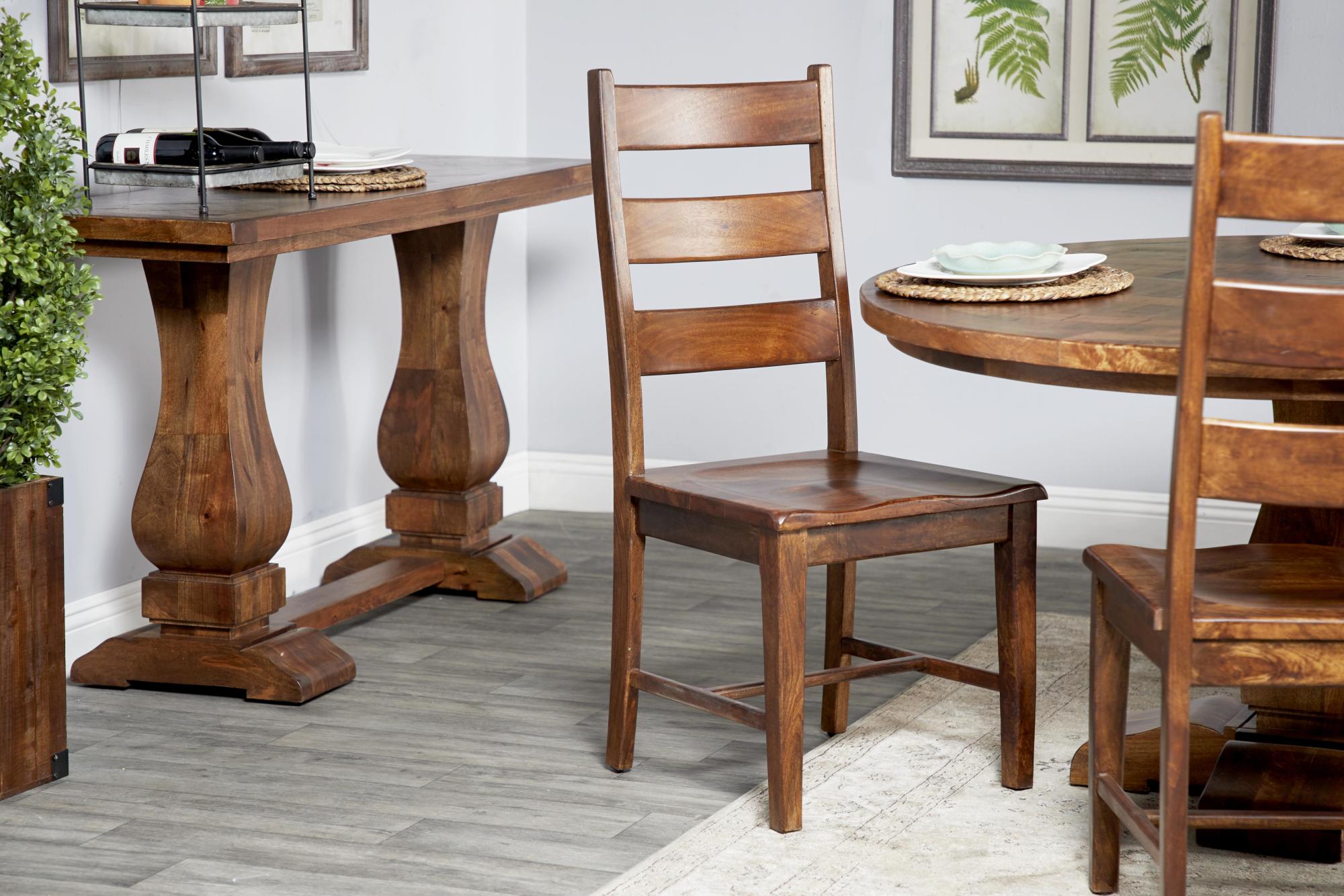 Brown Mango Wood Ladder Back Kitchen Dining Chair