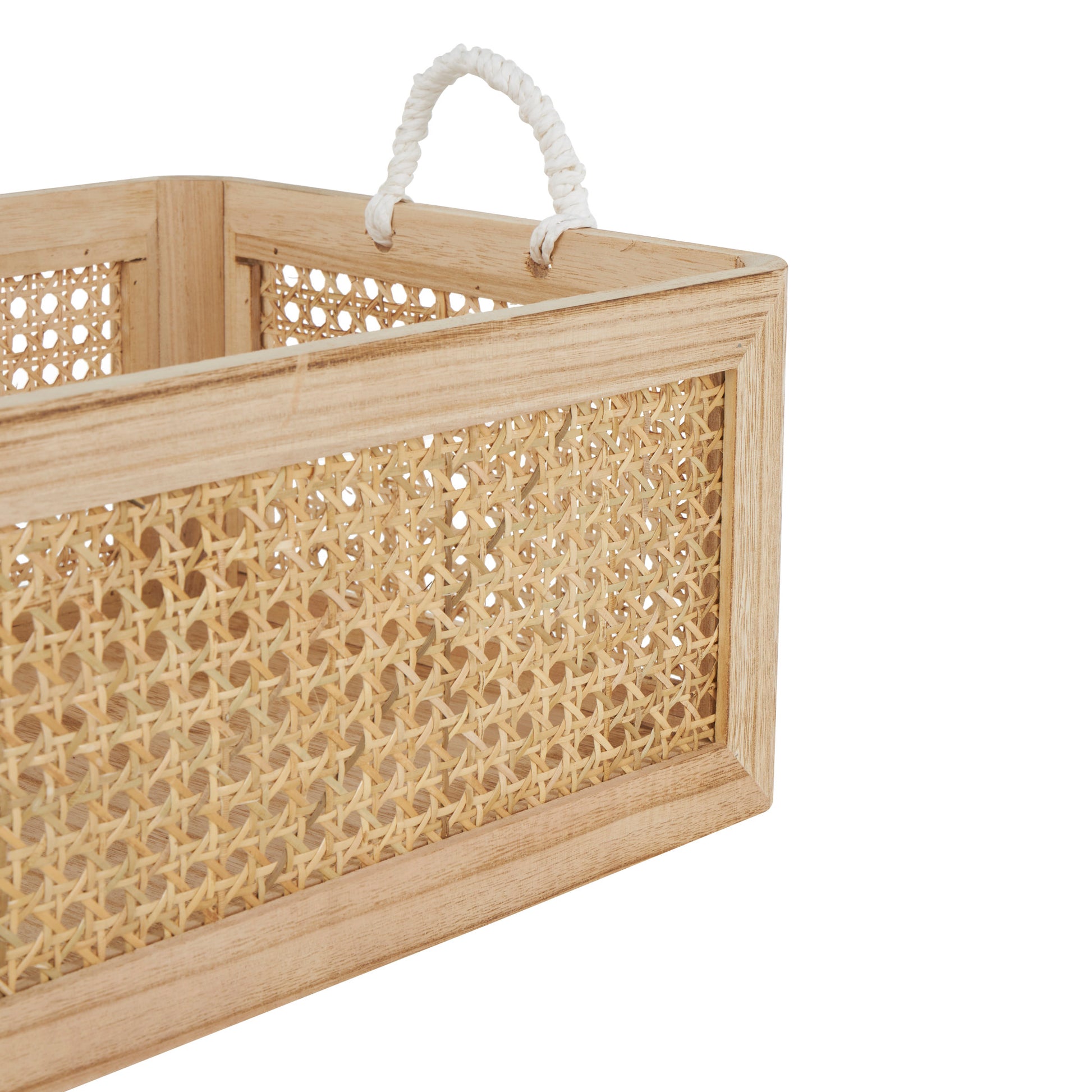 Set of 3 Brown Rattan Woven Decorative and Functional Storage Basket with Rope Handles