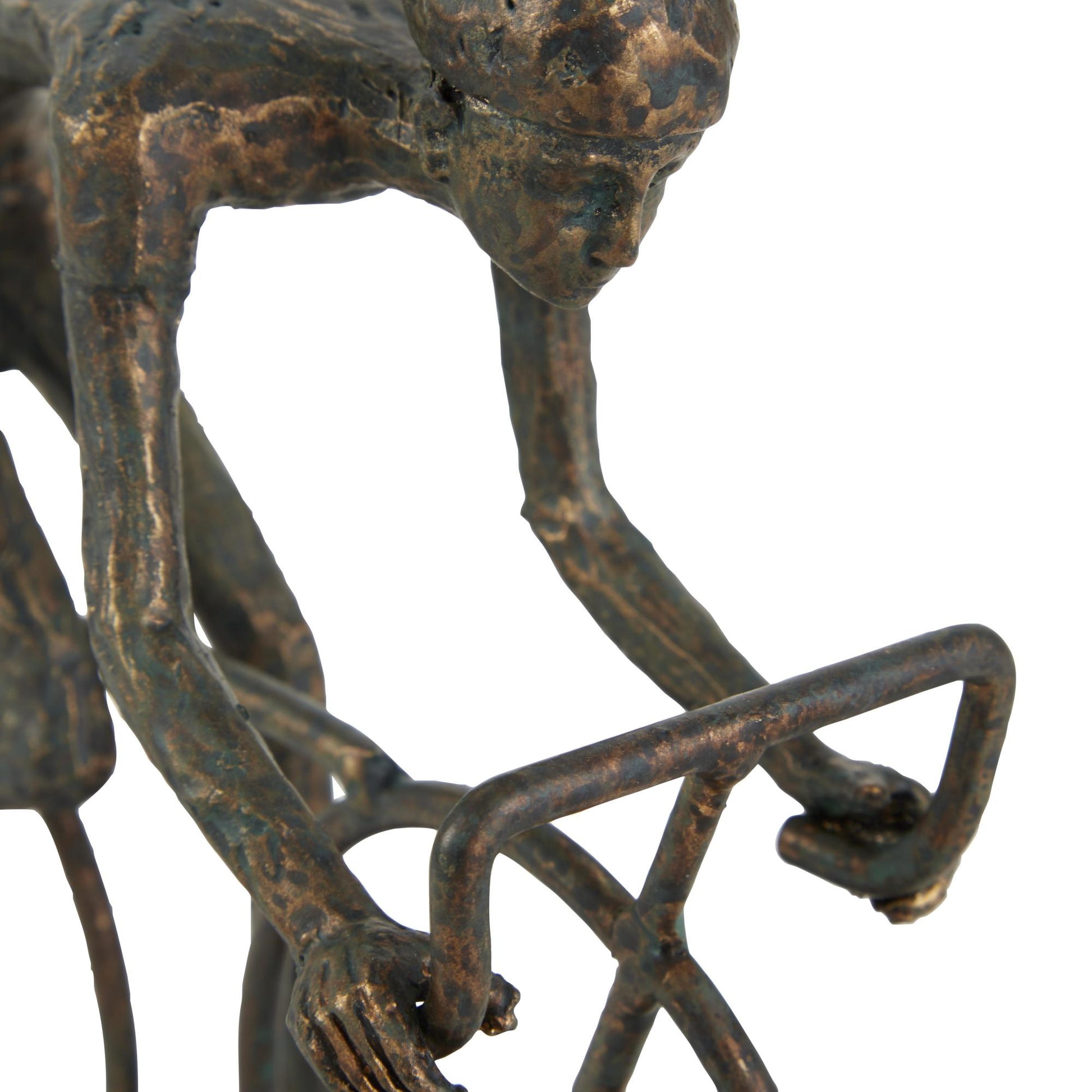 People Bronze Polystone Decorative Sculpture with Bike