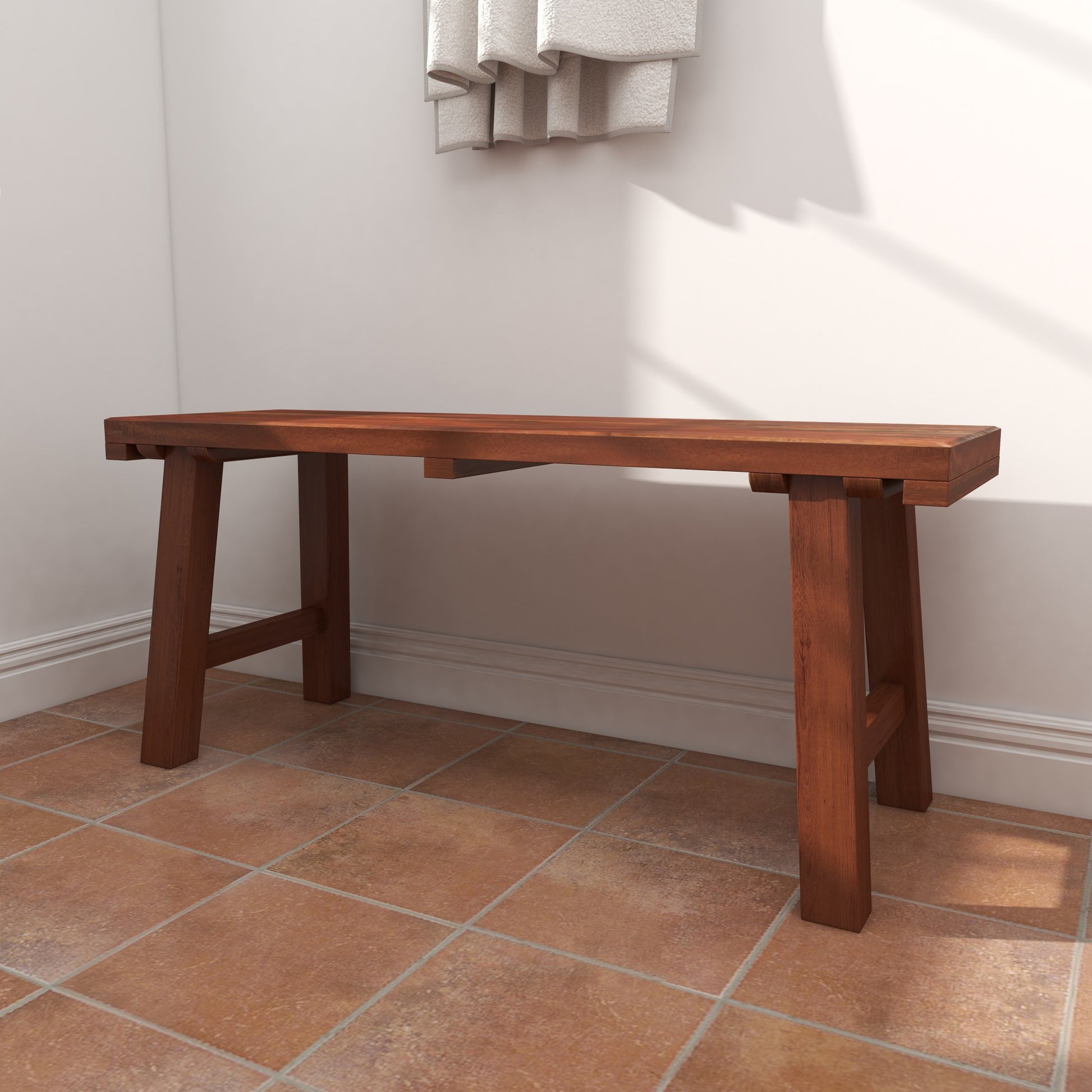 Brown Wood Handmade Natural Home Bench