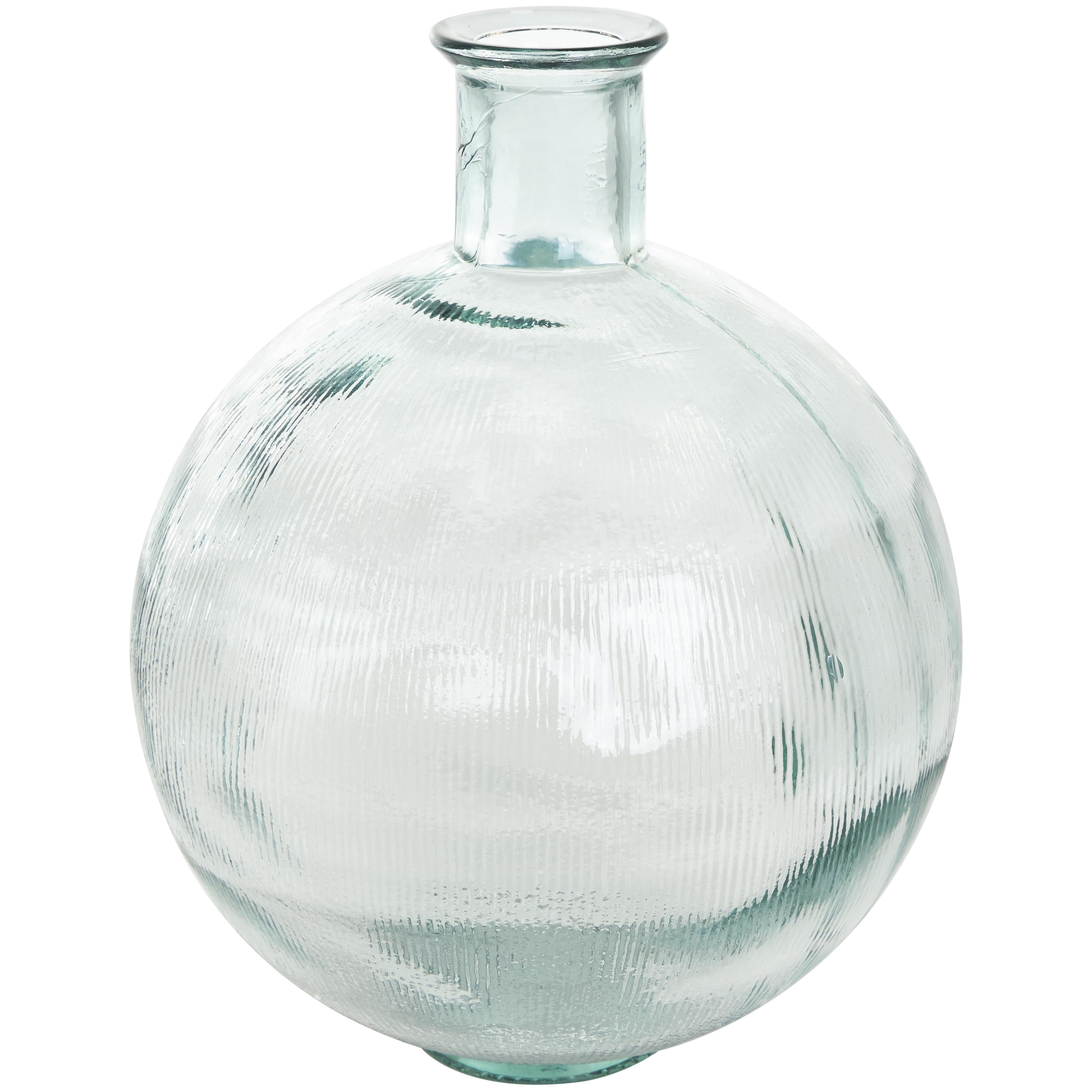 Recycled Glass Handmade Spanish Bottle Neck Ribbed Decorative Vase