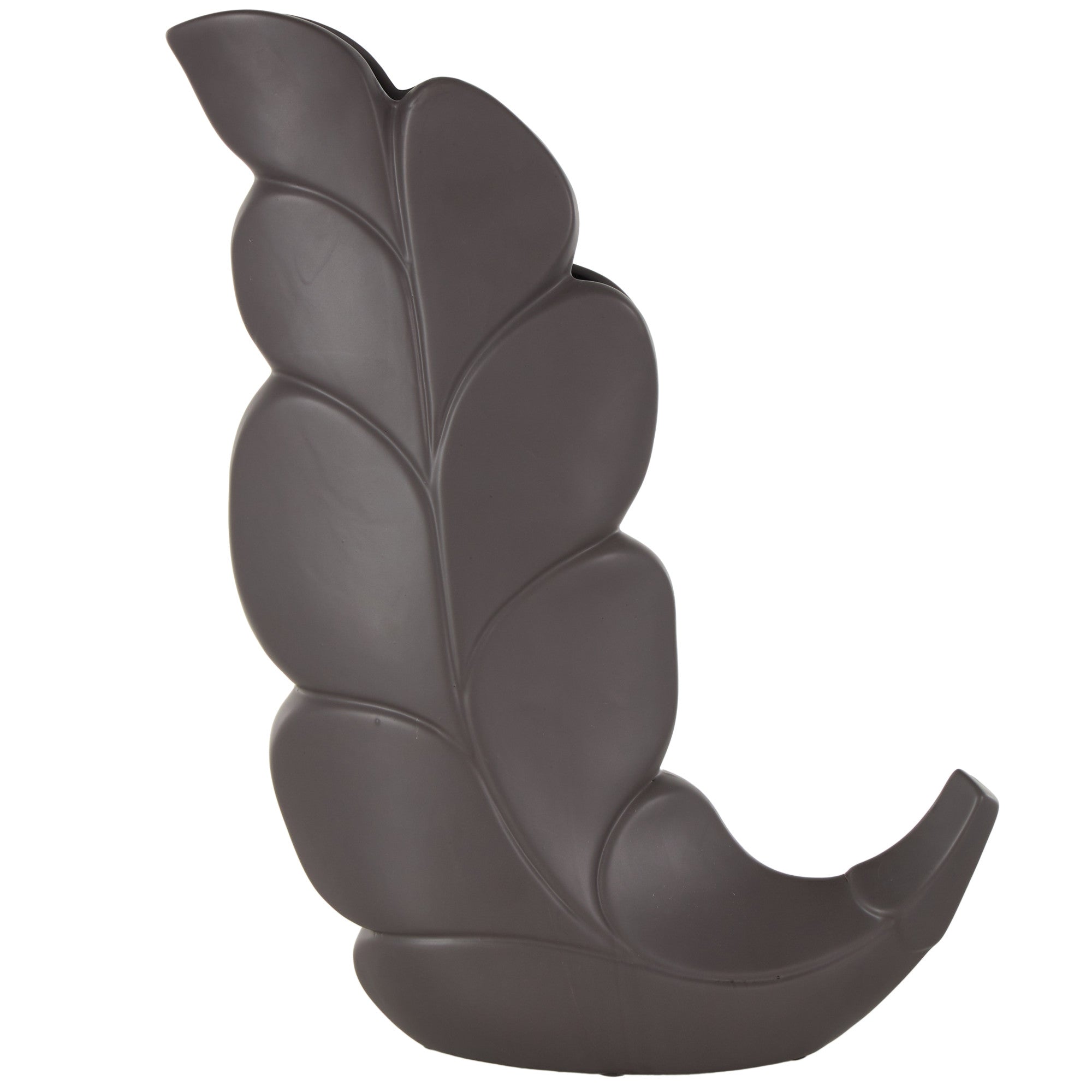 Leaf Ceramic Slanted Decorative Vase 14" x 4" x 15"