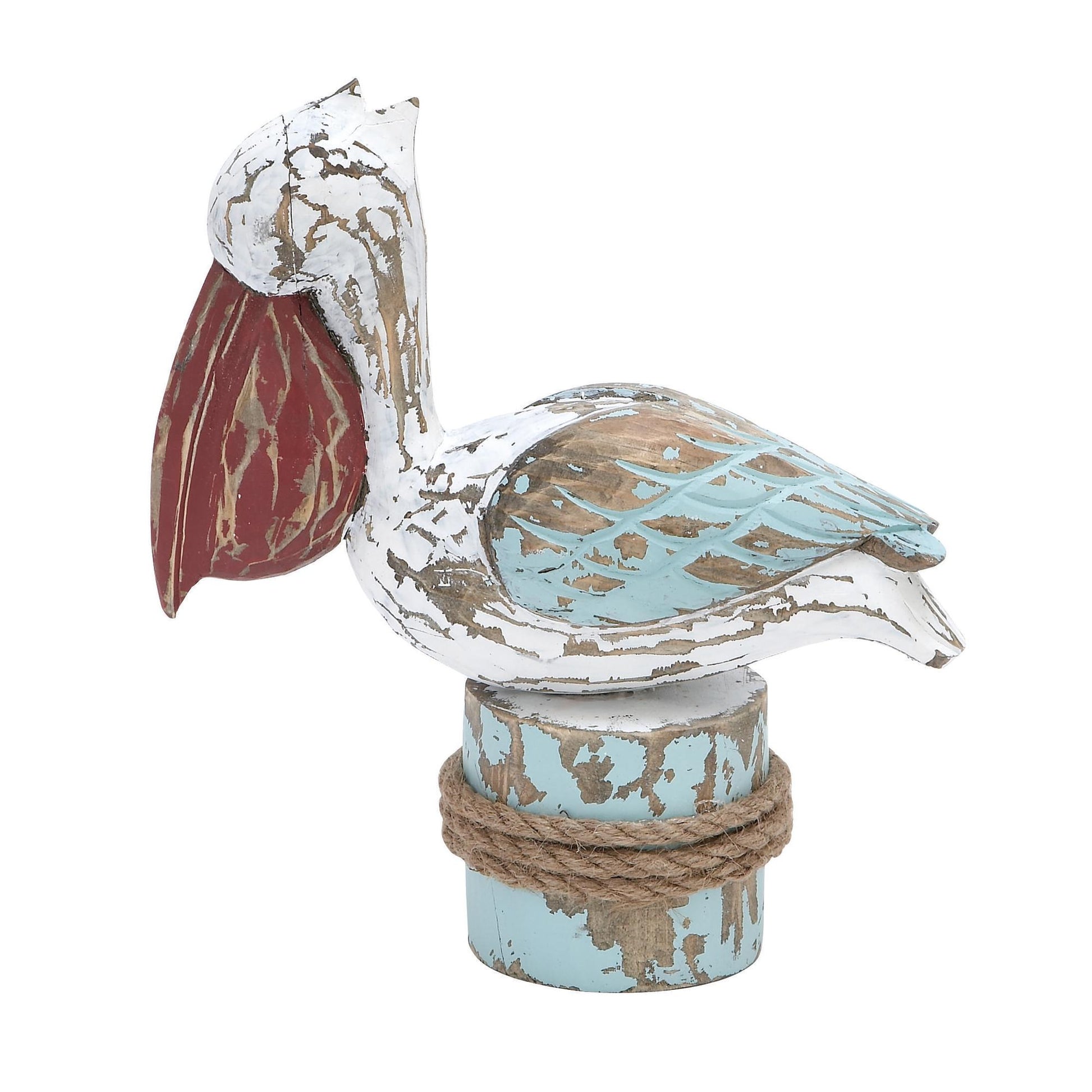 Pelican Multi Colored Wood Decorative Sculpture