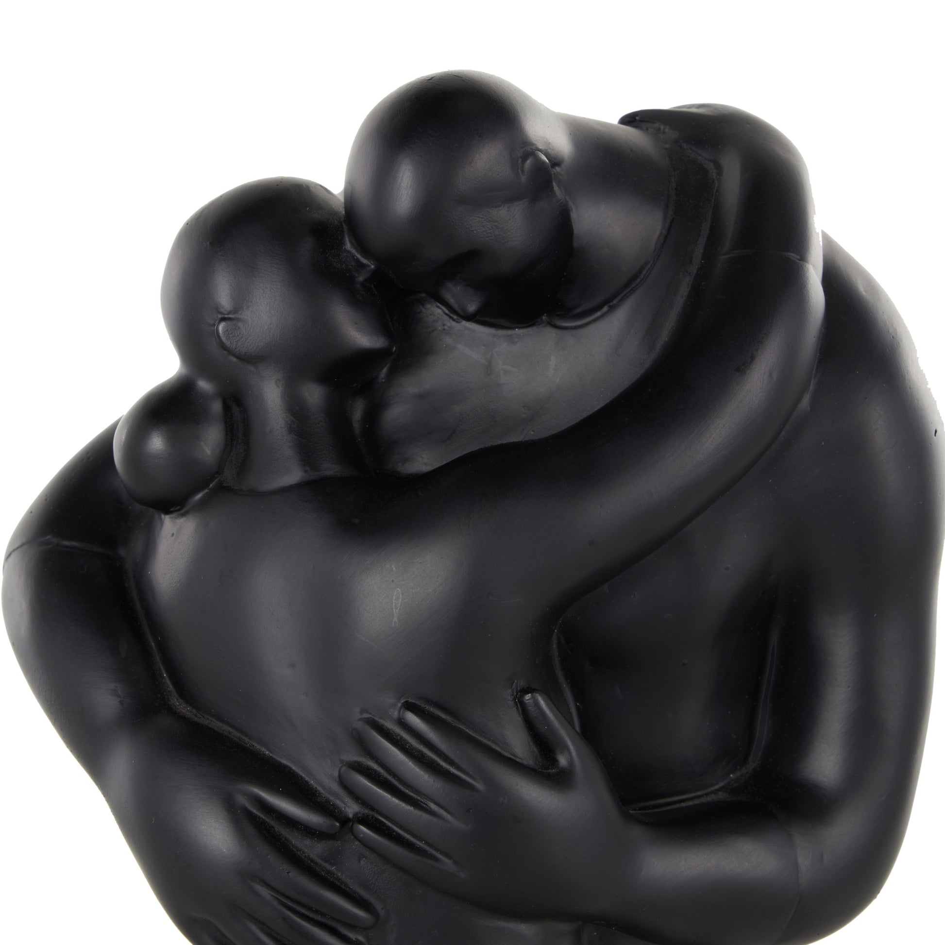 People Black Resin Hugging Decorative Sculpture with Square Base
