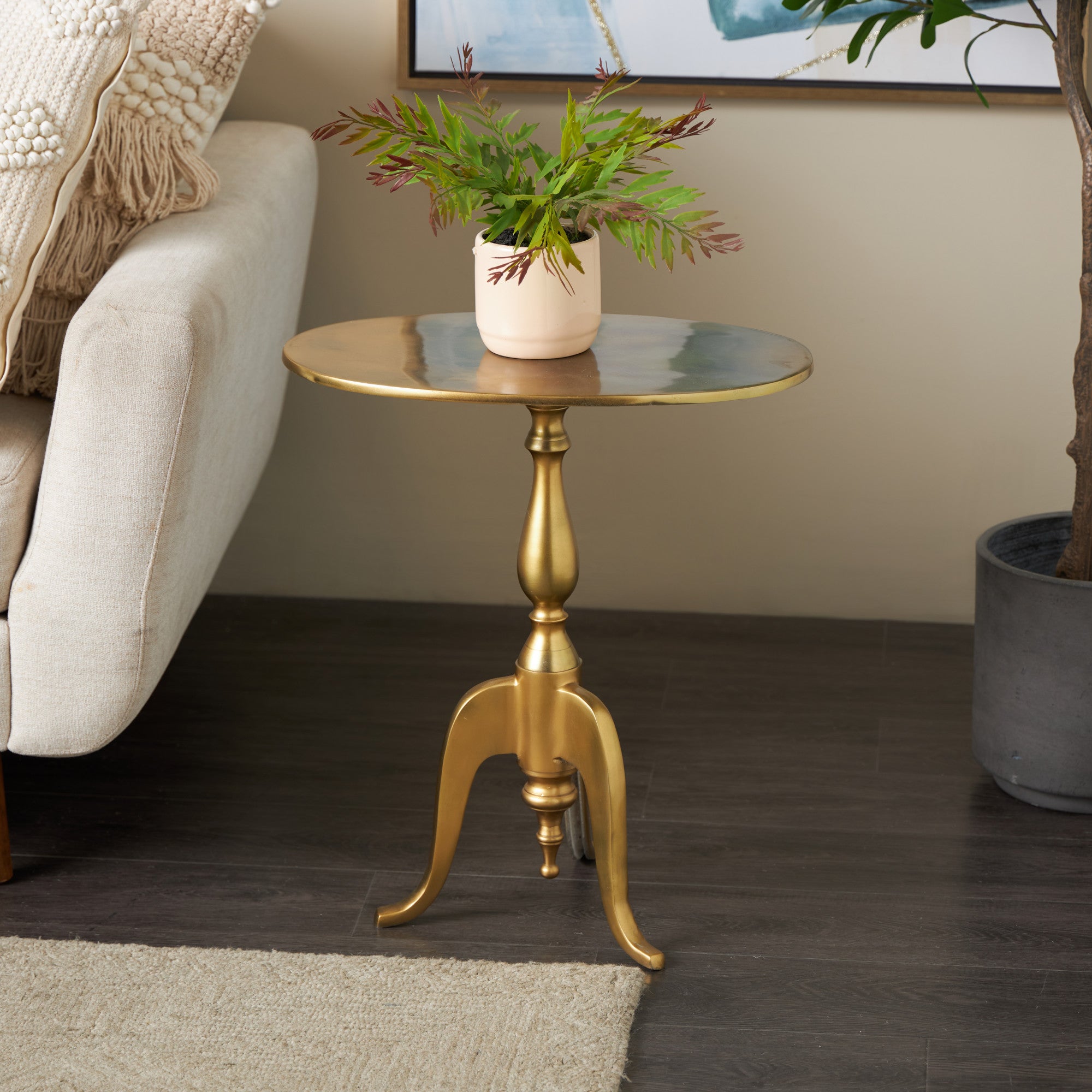 Aluminum Metal Small Side End Accent Table 18" x 12" x 22"