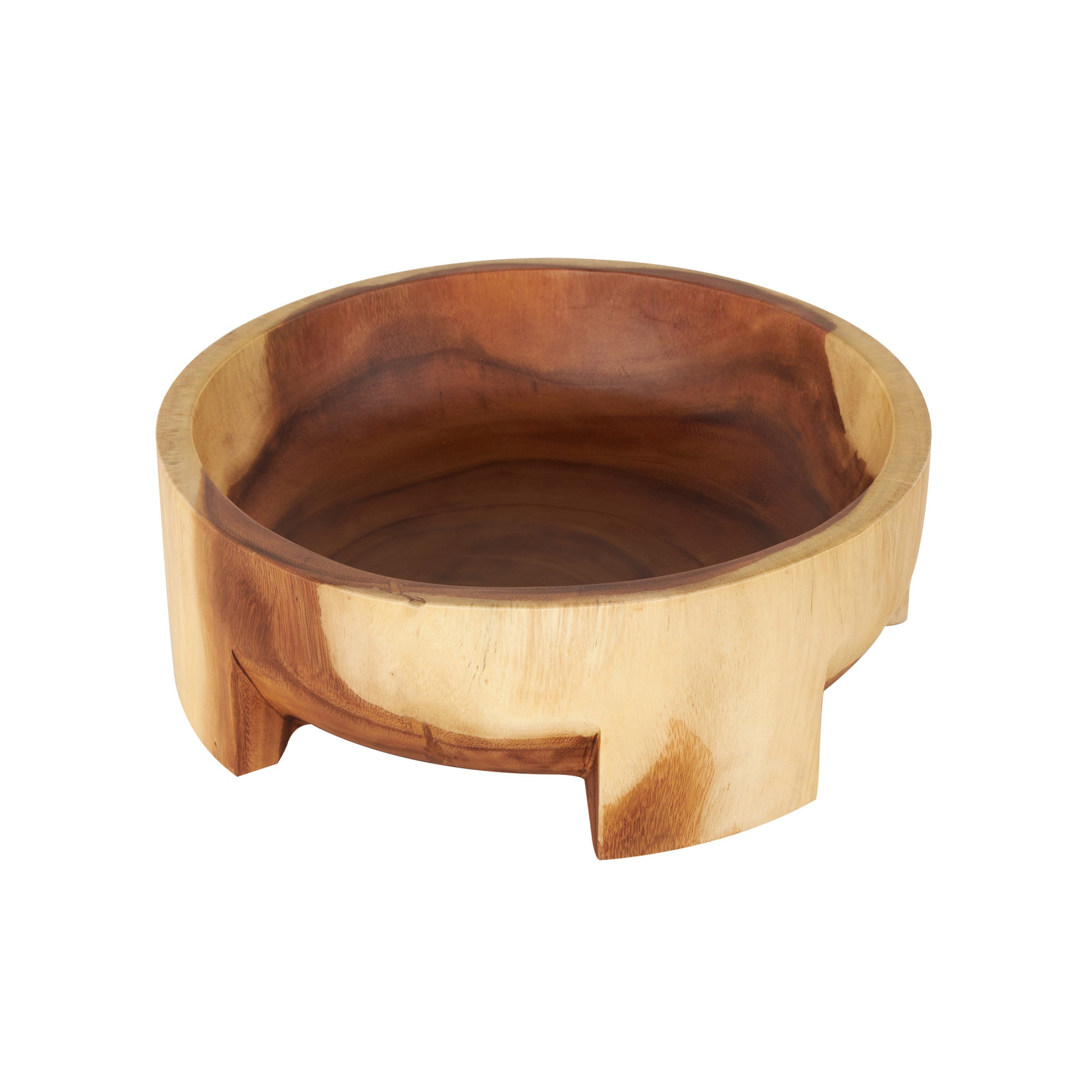 Light Brown Wood Handmade Round Large Decorative Bowl