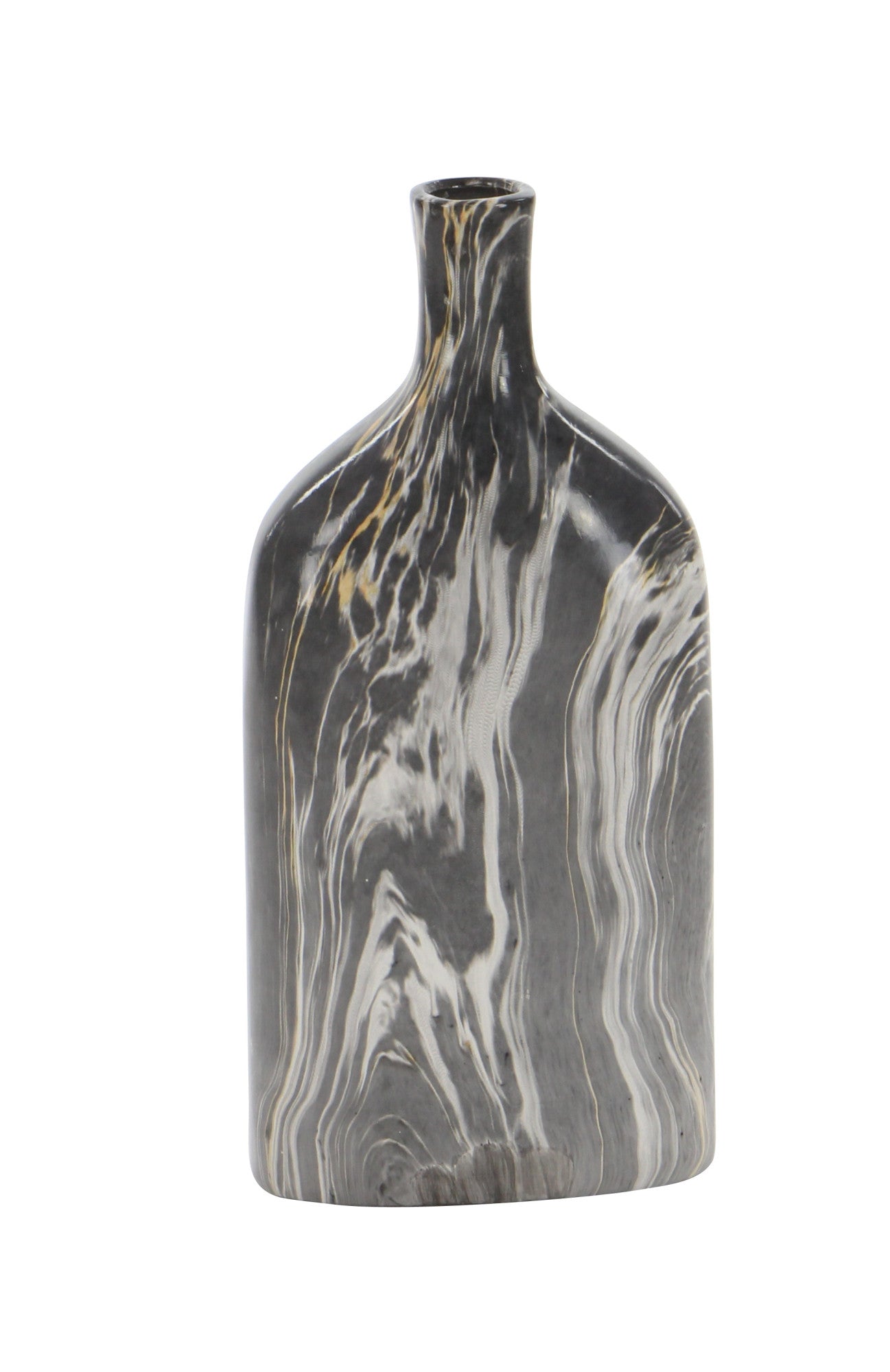 Set of 3 Gray Ceramic Faux Marble Decorative Vase