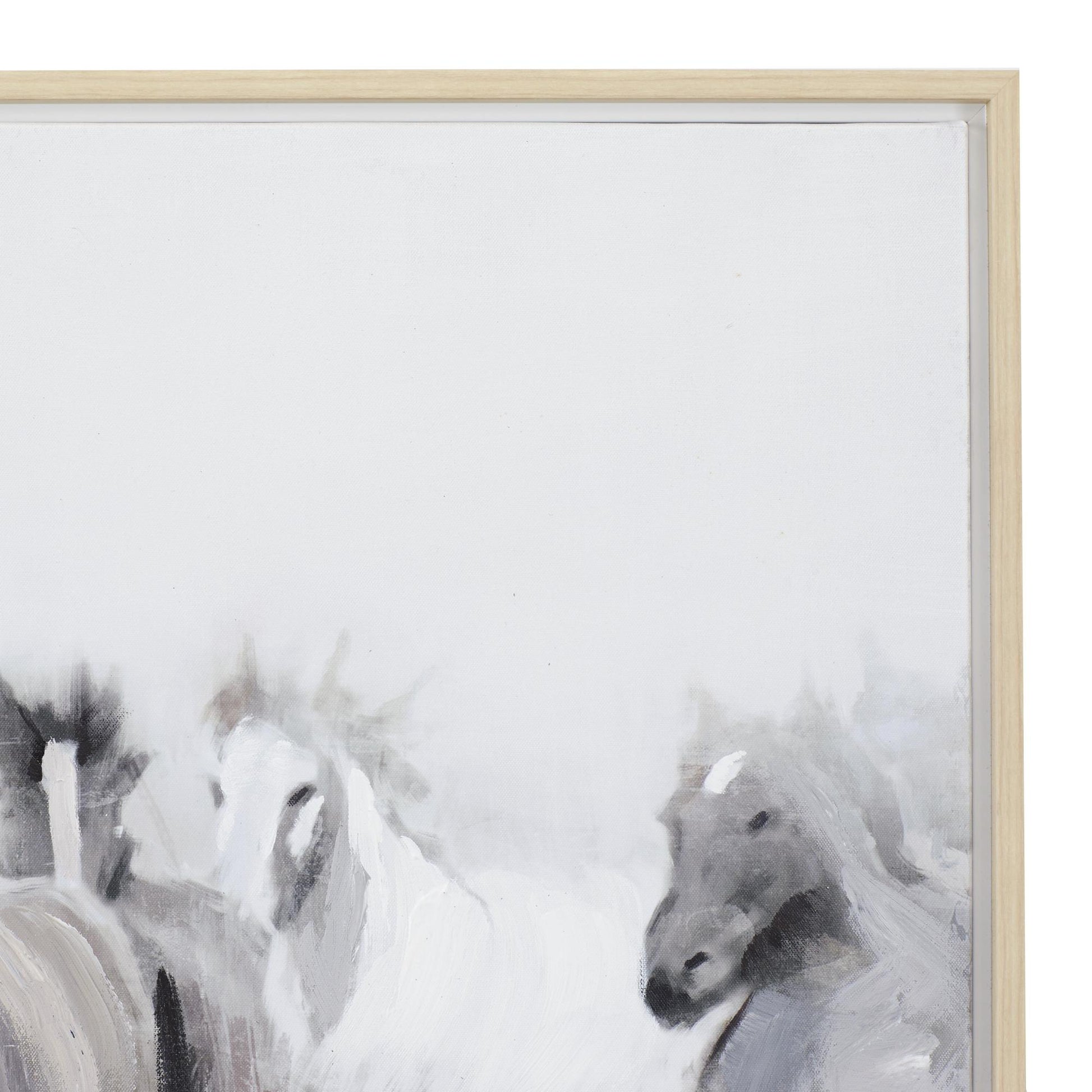 Horse Gray Canvas Living Room Framed Wall Art with Brown Frame