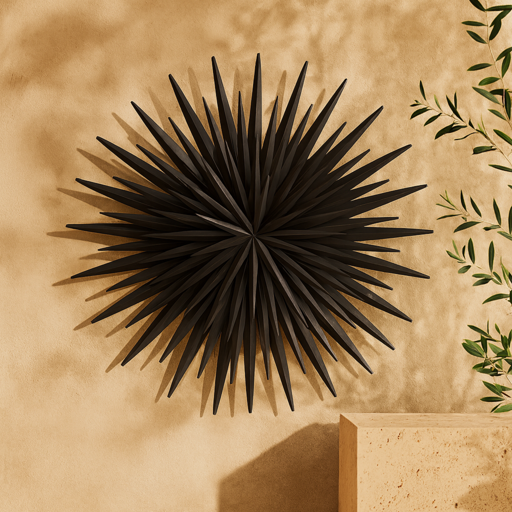 Sunburst Black Metal Large Layered 3D Home Wall Decor