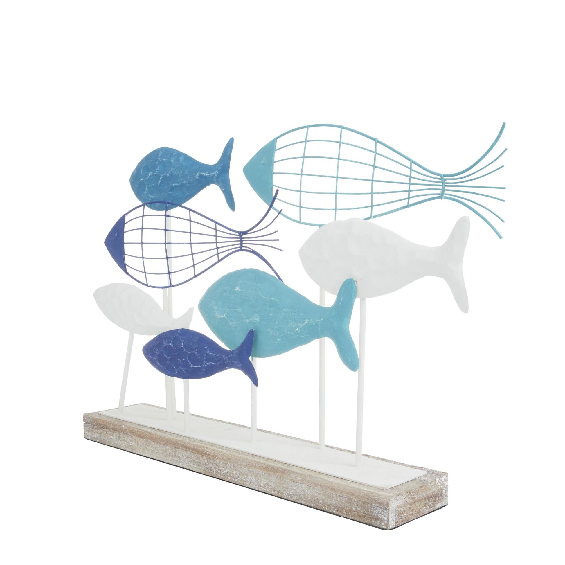 Fish Blue Metal Decorative Sculpture