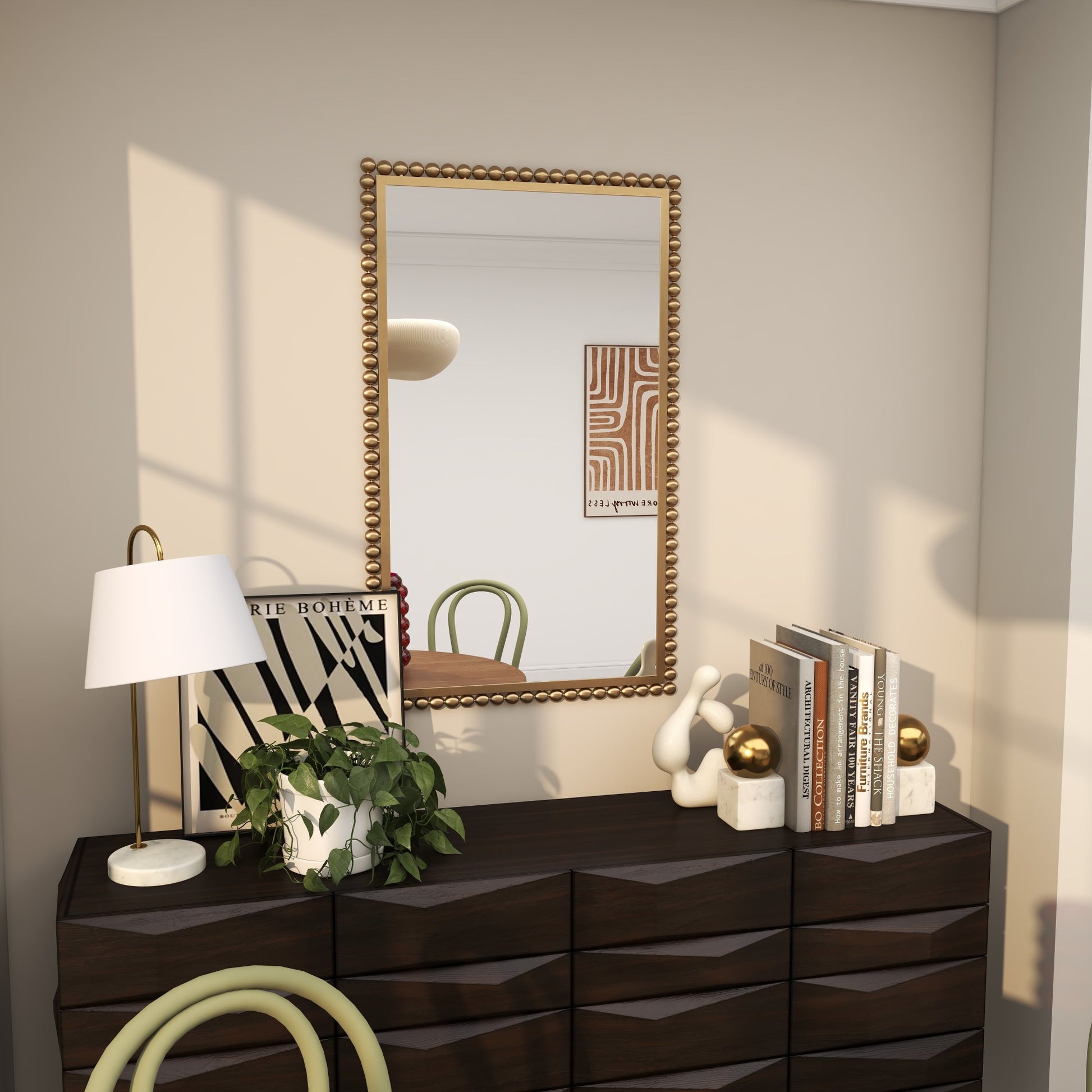 CosmoLiving by Cosmopolitan Metal Room Wall Mirror with Beaded Detailing