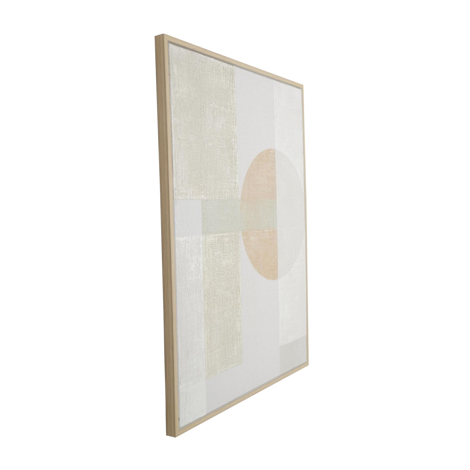 Geometric Canvas Mid Century Modern Shape Living Room Framed Wall Art with Light Wood Frame