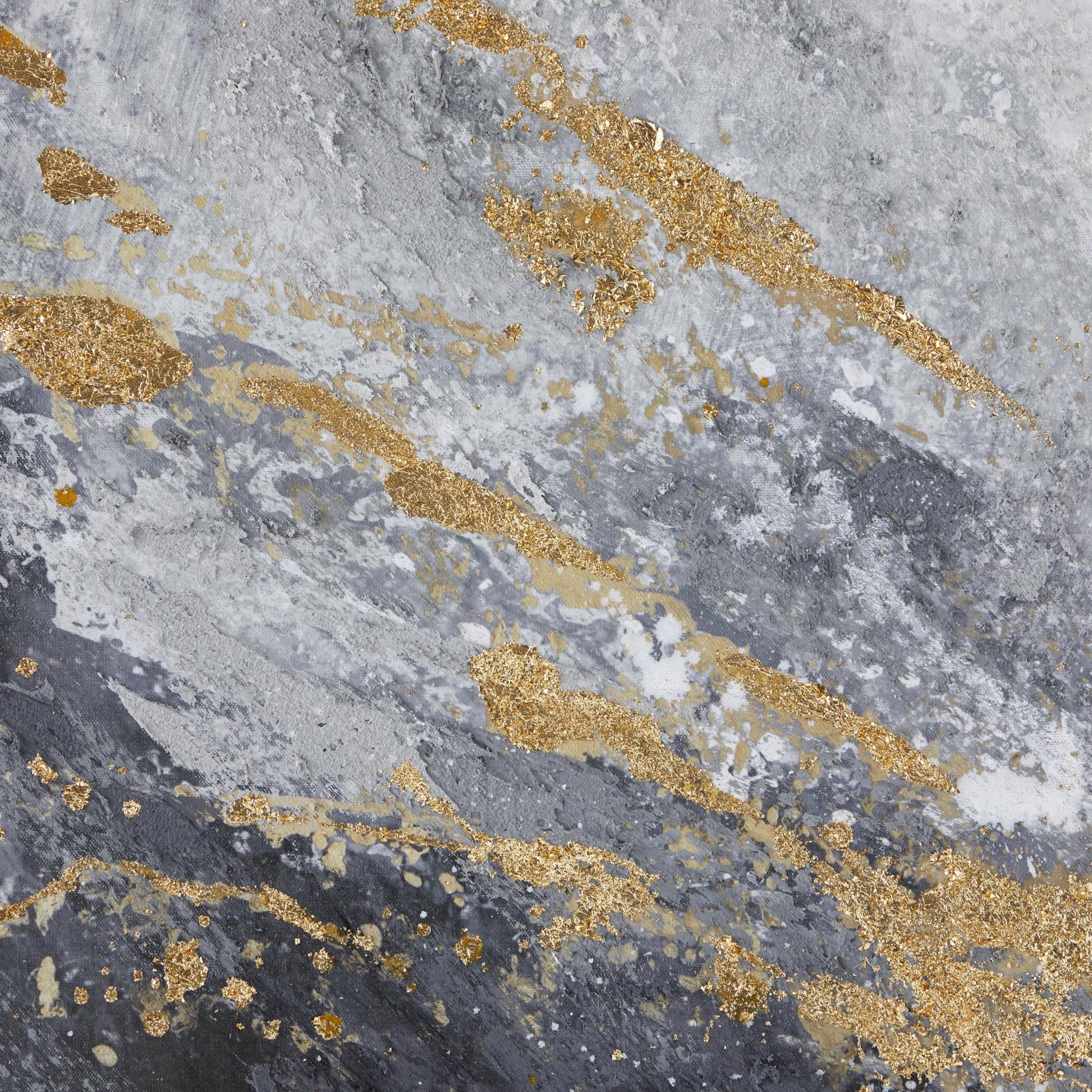 Geode Black Canvas Abstract Living Room Framed Wall Art with Gold Foil Accents