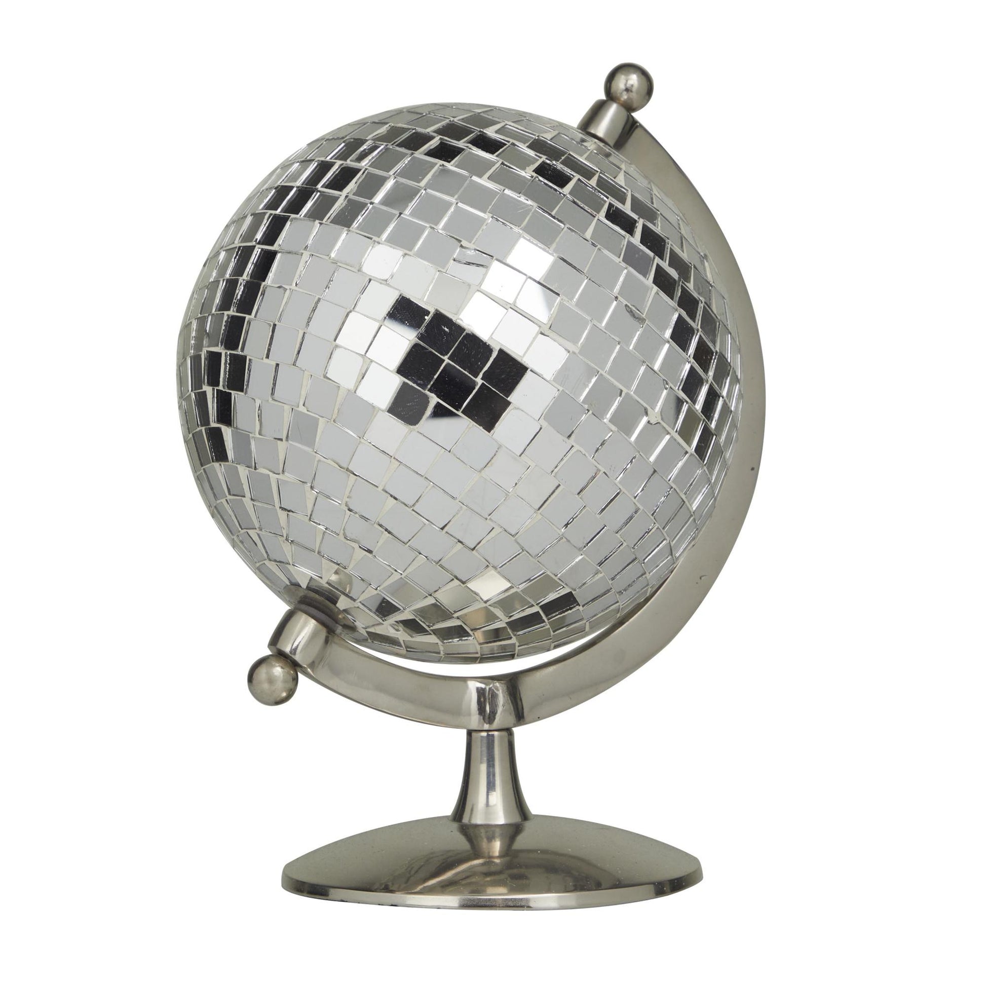 Silver Stainless Steel Metal Disco Ball Style Educational/Geographic Earth Globe