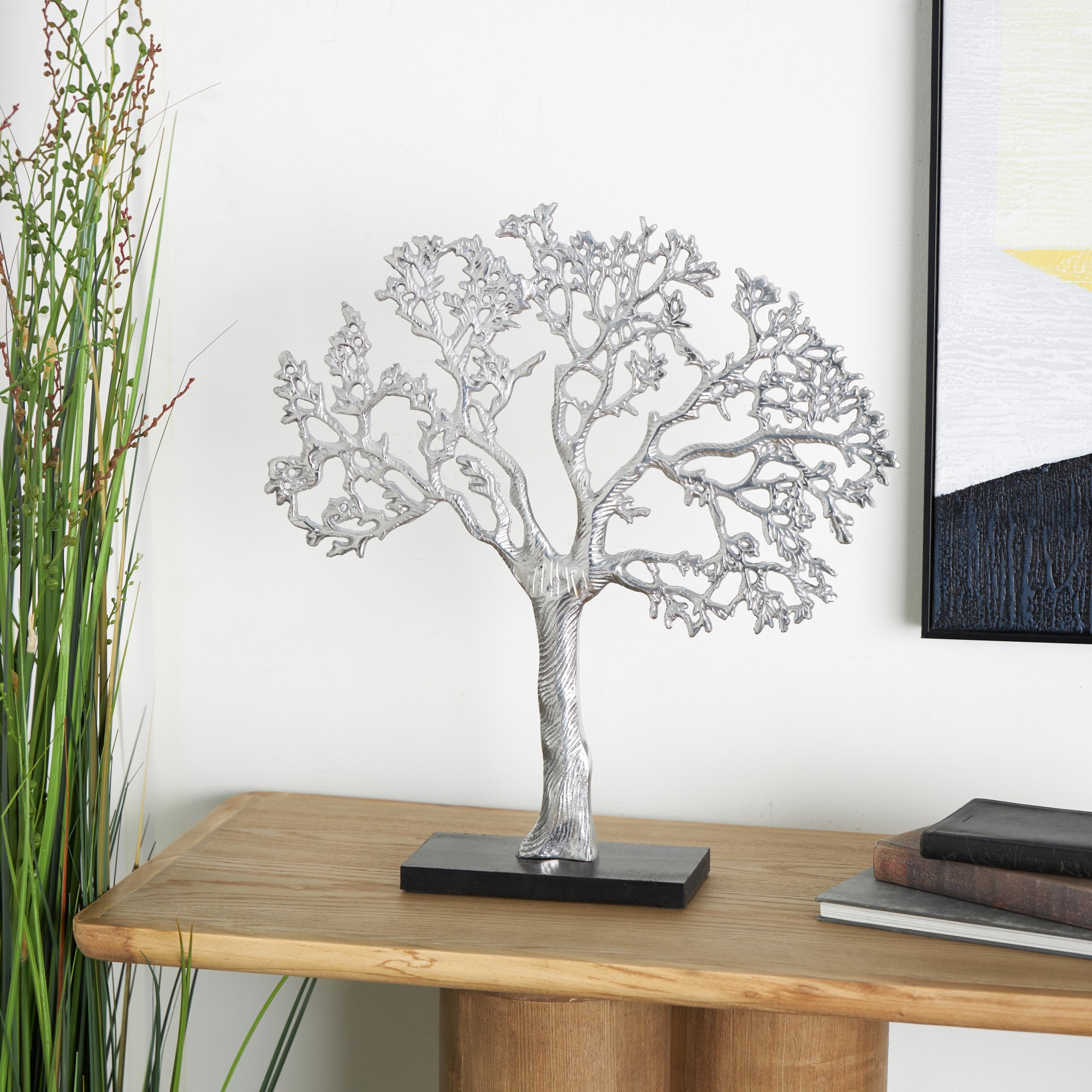 Tree Silver Aluminum Metal Decorative Sculpture