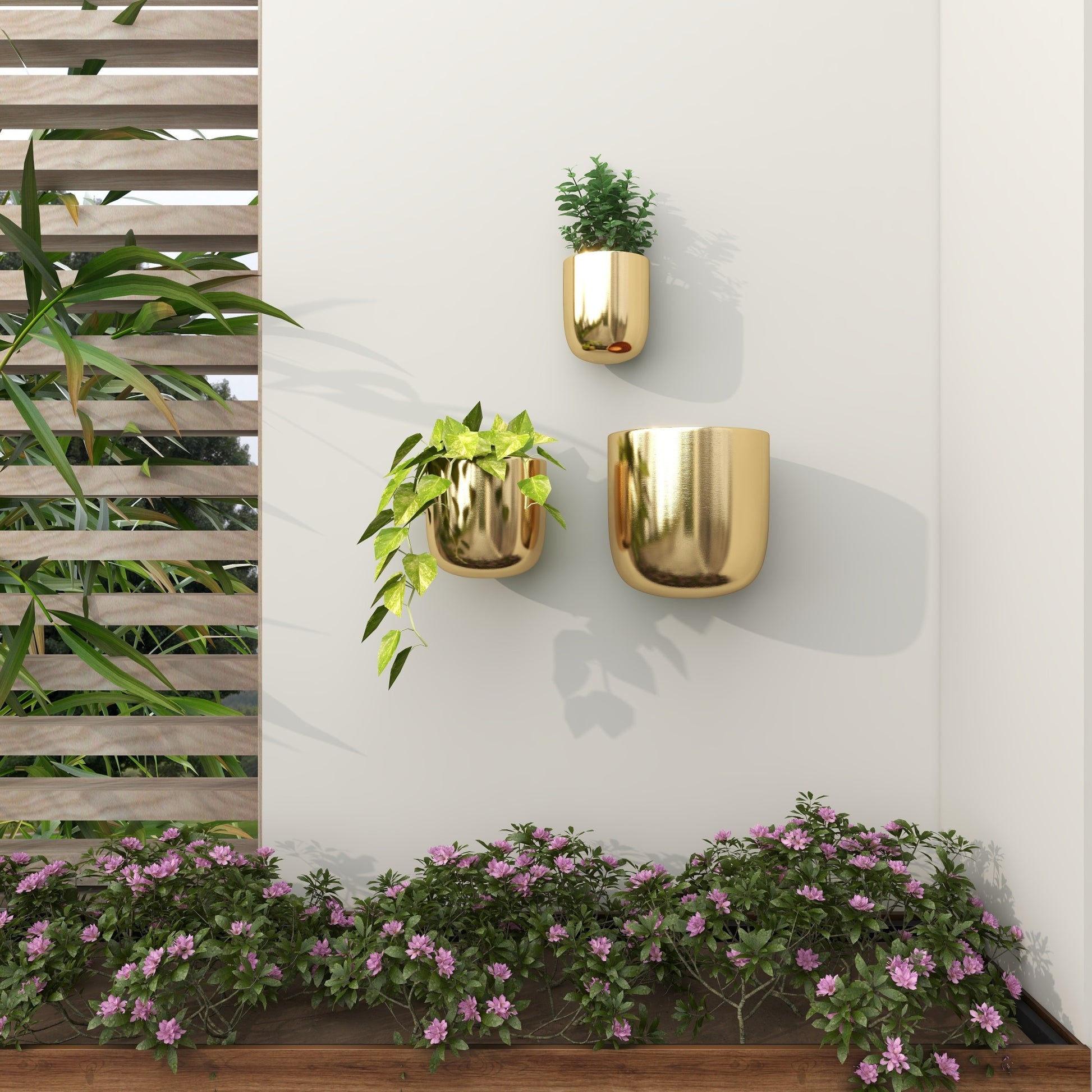 Set of 3 Metal Floating Indoor Outdoor Wall Planter