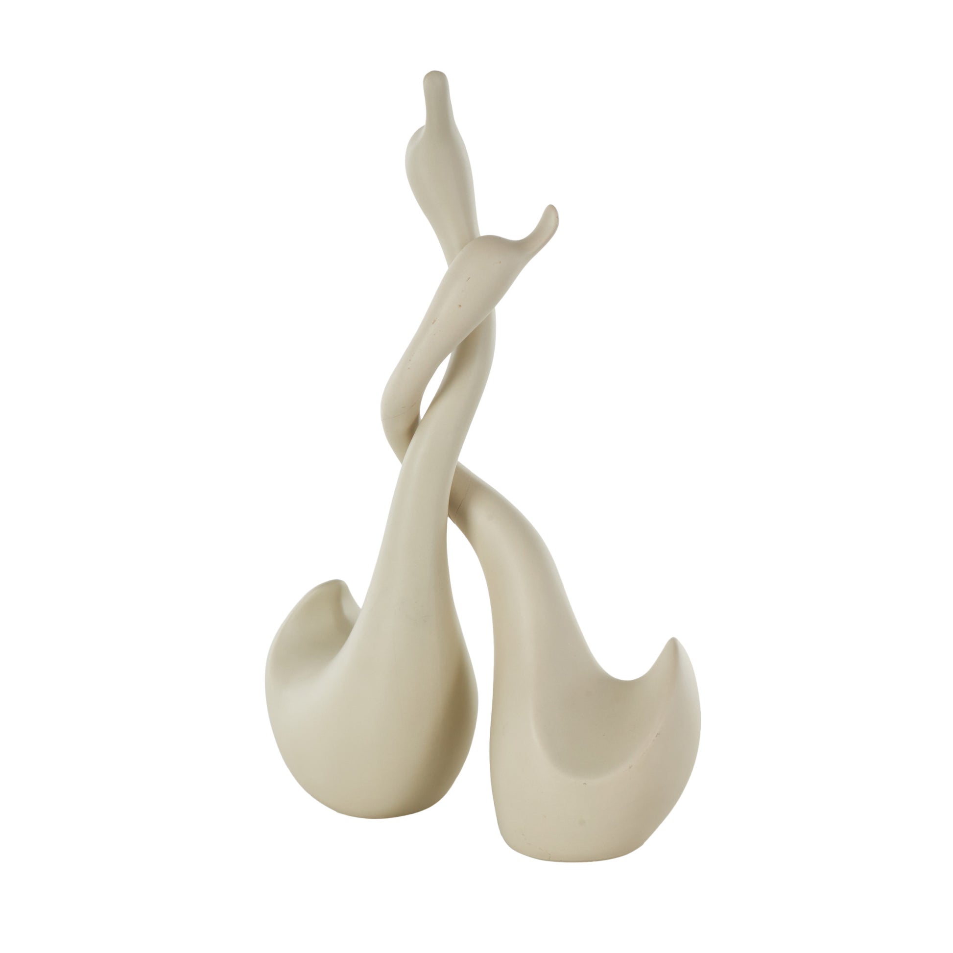 Set of 2 Swan Beige Ceramic Intertwined Decorative Sculpture