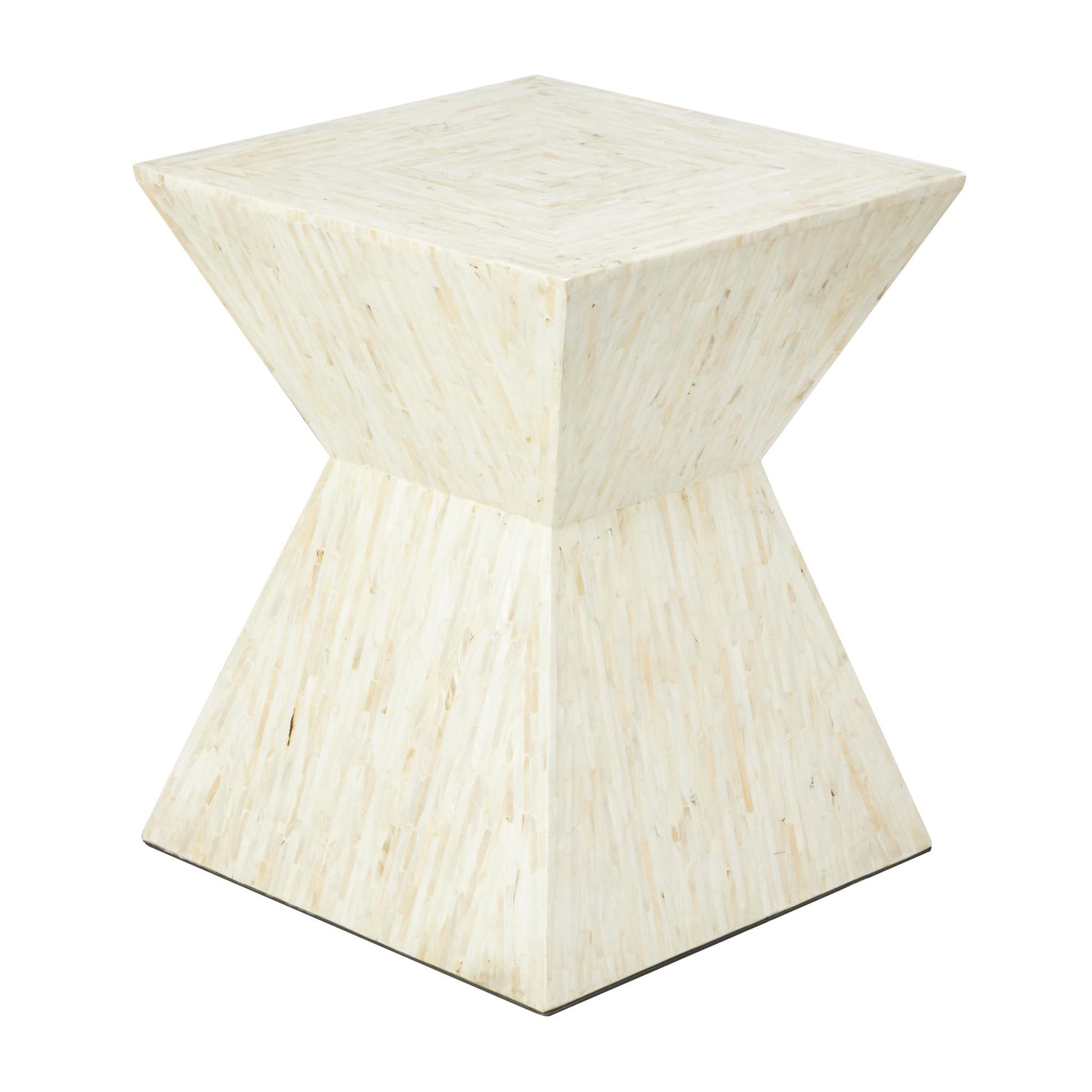 Mother of Pearl Shell Handmade Hourglass Shaped Side End Accent Table