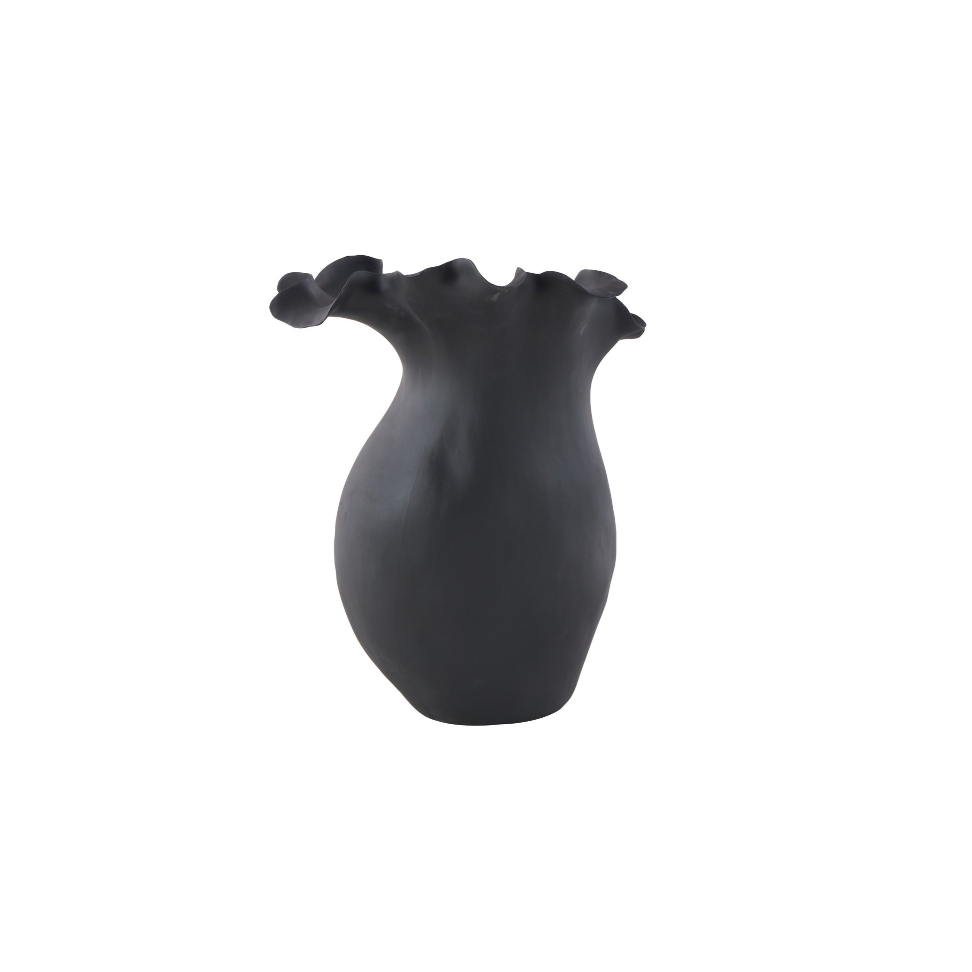 Abstract Ceramic Floral Inspired Decorative Vase with Wavy Folded Rim