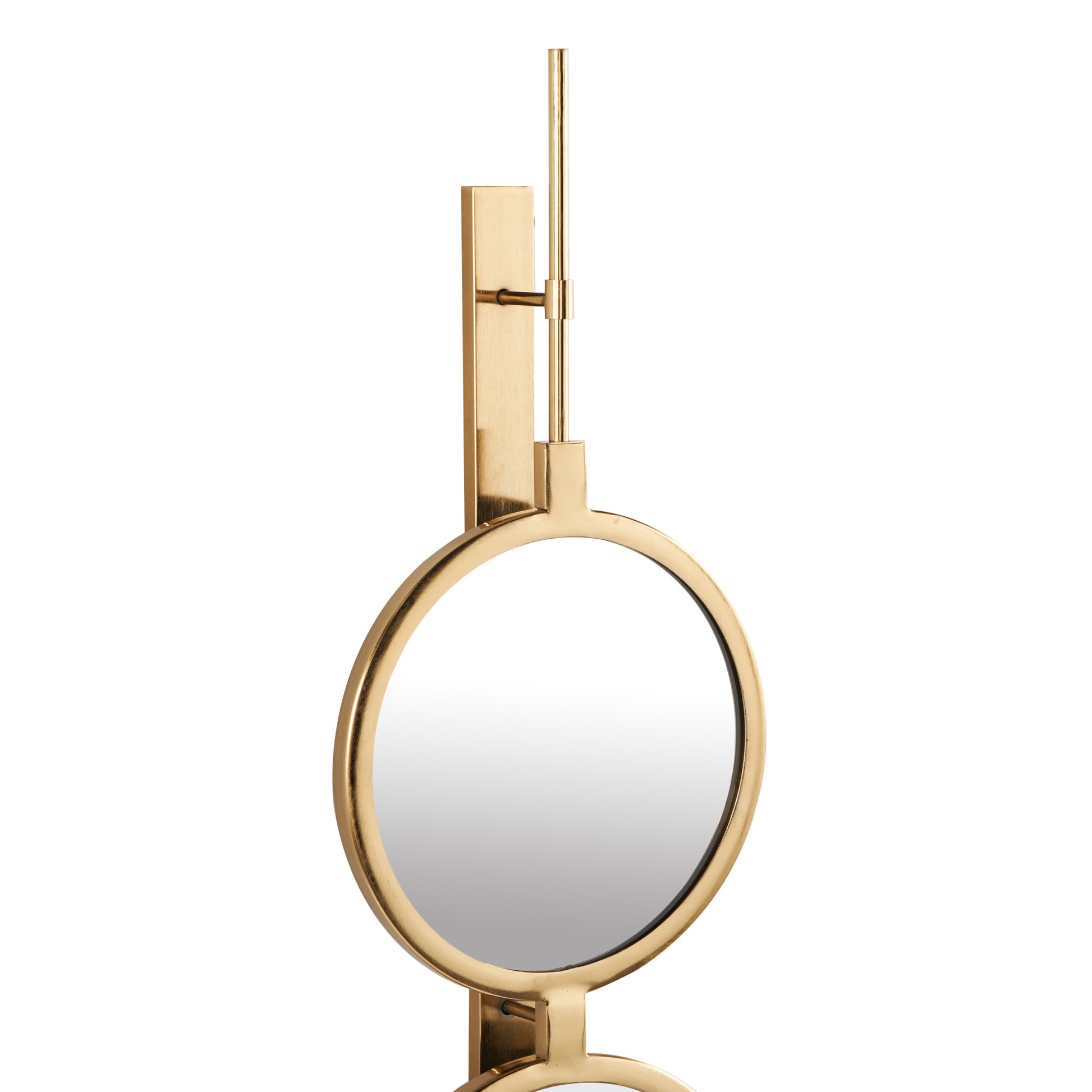 Chain Gold Metal Slim Stacked 4 Layer Room Wall Mirror with Round Pattern