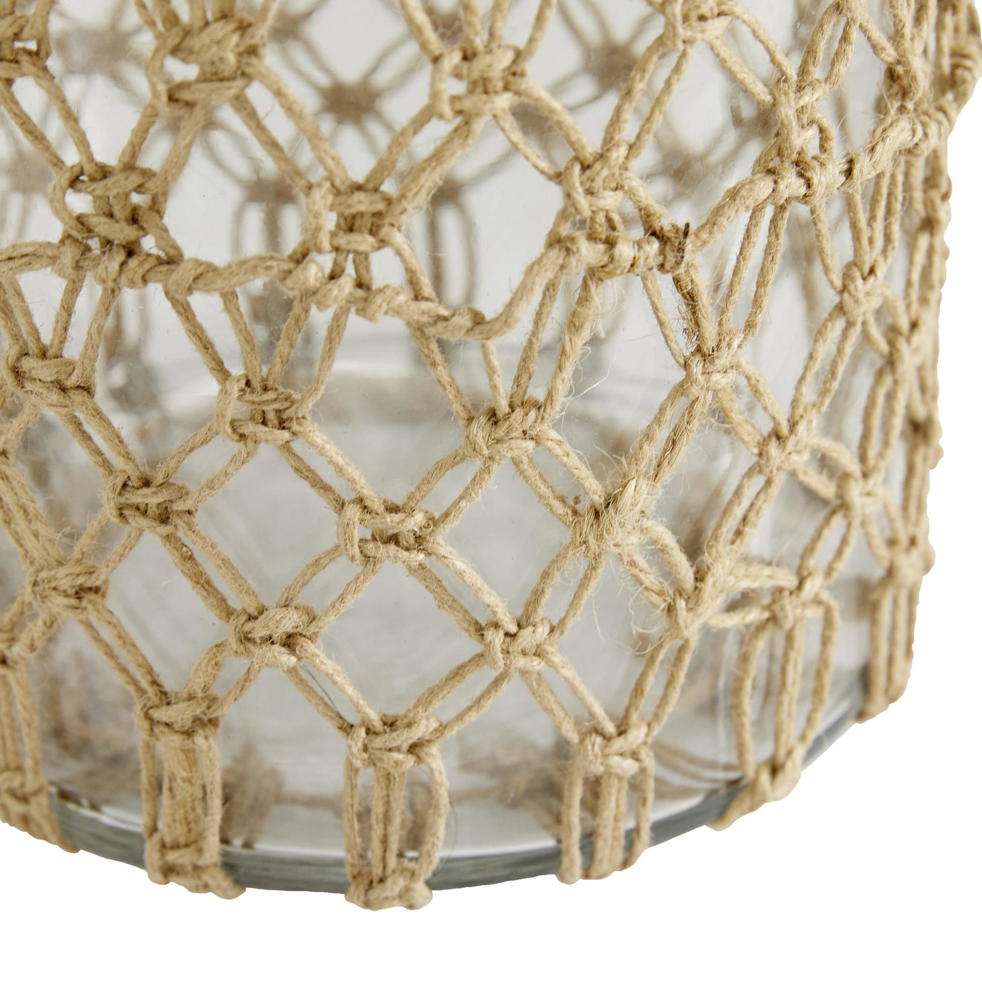 Clear Glass Decorative Indoor Outdoor Candle Lantern with Rope Handle