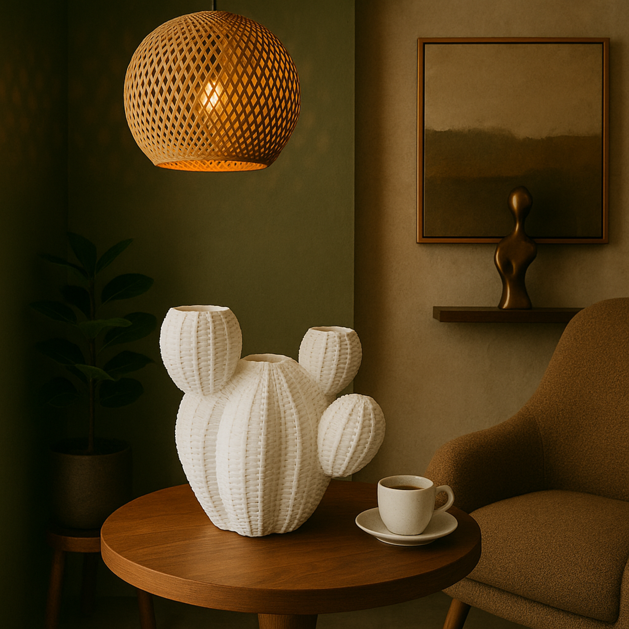 Cactus Cream Resin Wide Textured Indoor Outdoor Planter
