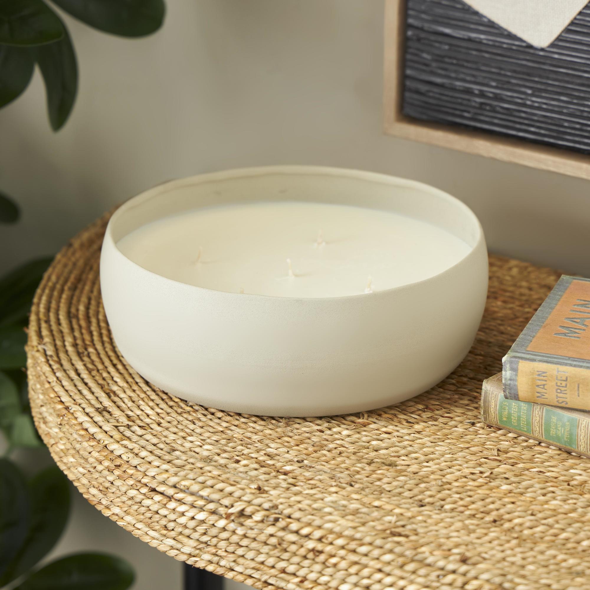 Metal Eucalyptus Spa Scented Textured 63oz 5 Wick Decorative Candle with White Wax 9" x 9" x 3"