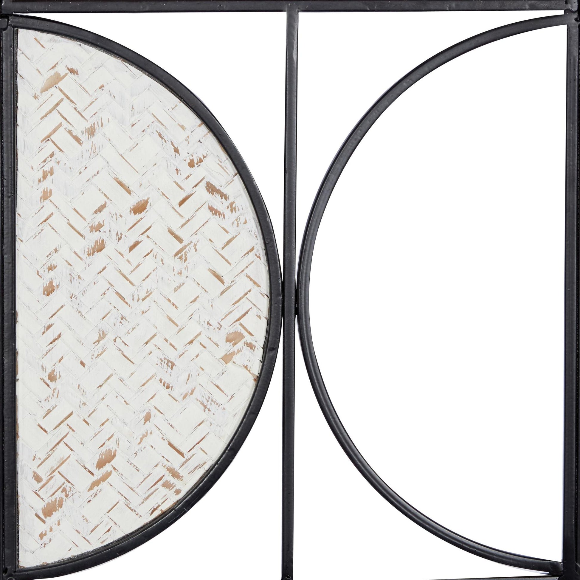 Set of 2 Geometric Brown Metal Carved Designs Home Wall Decor