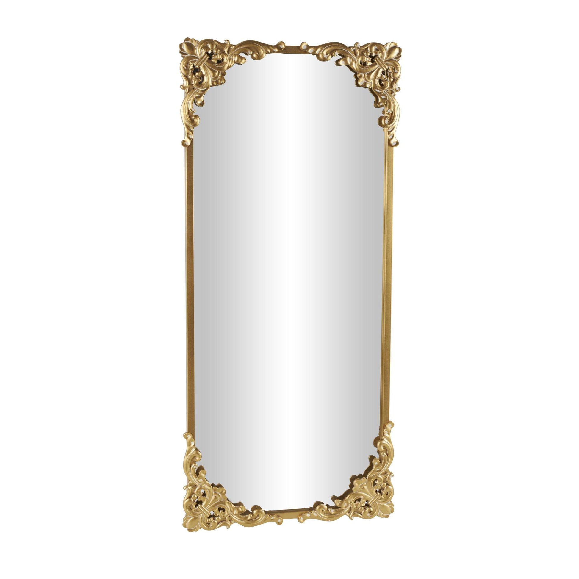 Scroll Gold Metal Tall Ornate Baroque Room Floor Mirror