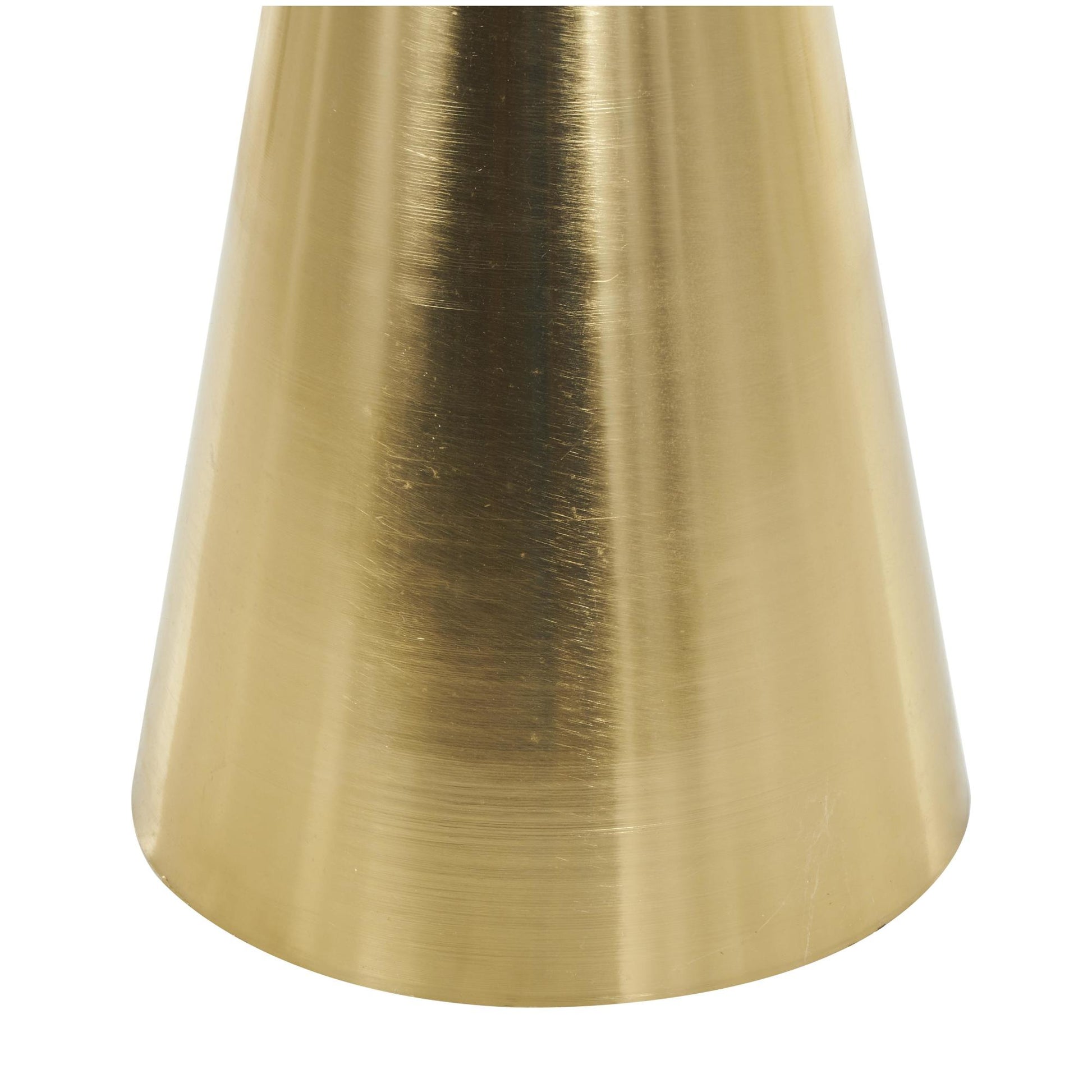 Geometric Gold Metal Cone Side End Accent Table with White Marble Tabletop