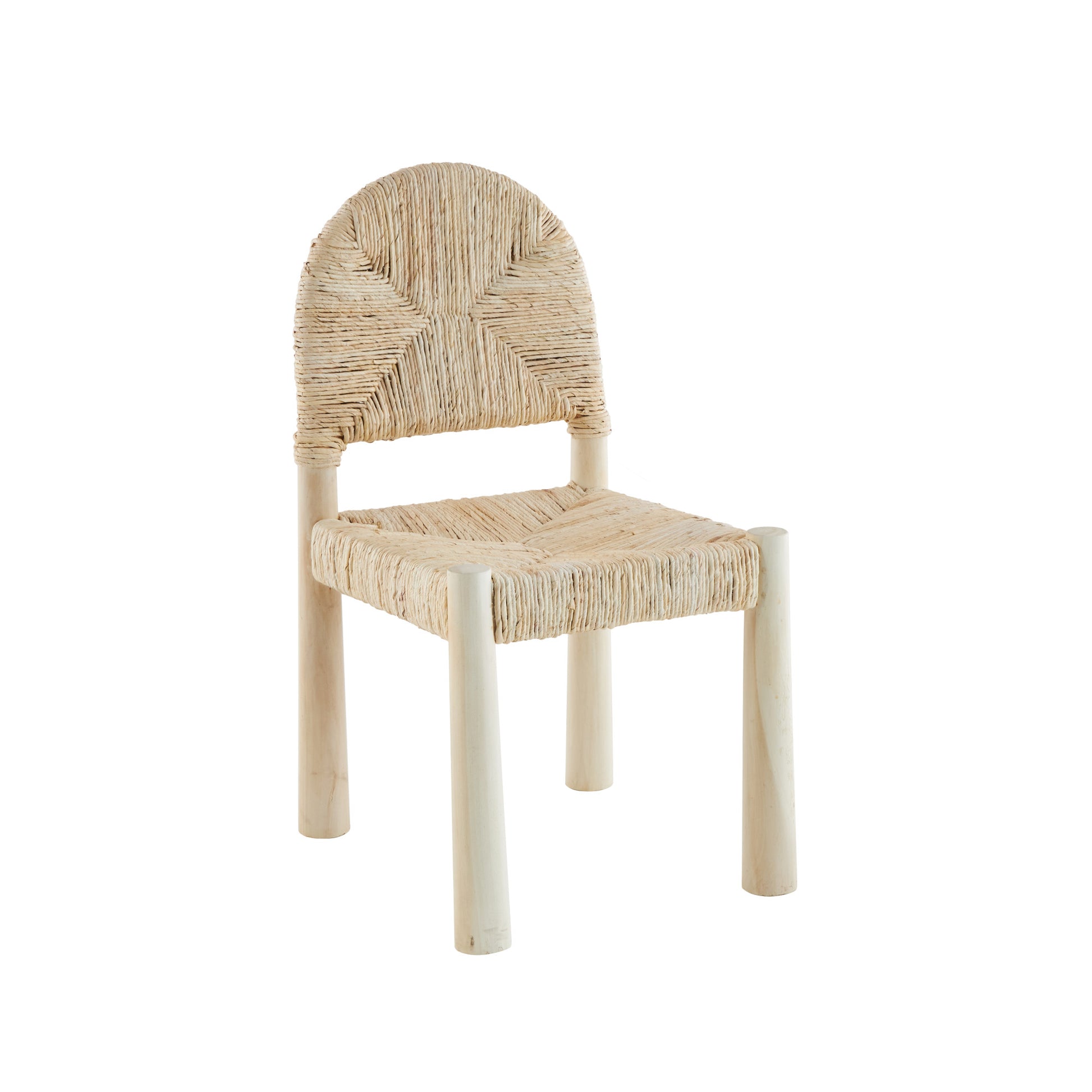 Set of 2 Wood Handmade Art Deco Kitchen Dining Chair with Woven Banana Leaf Seat