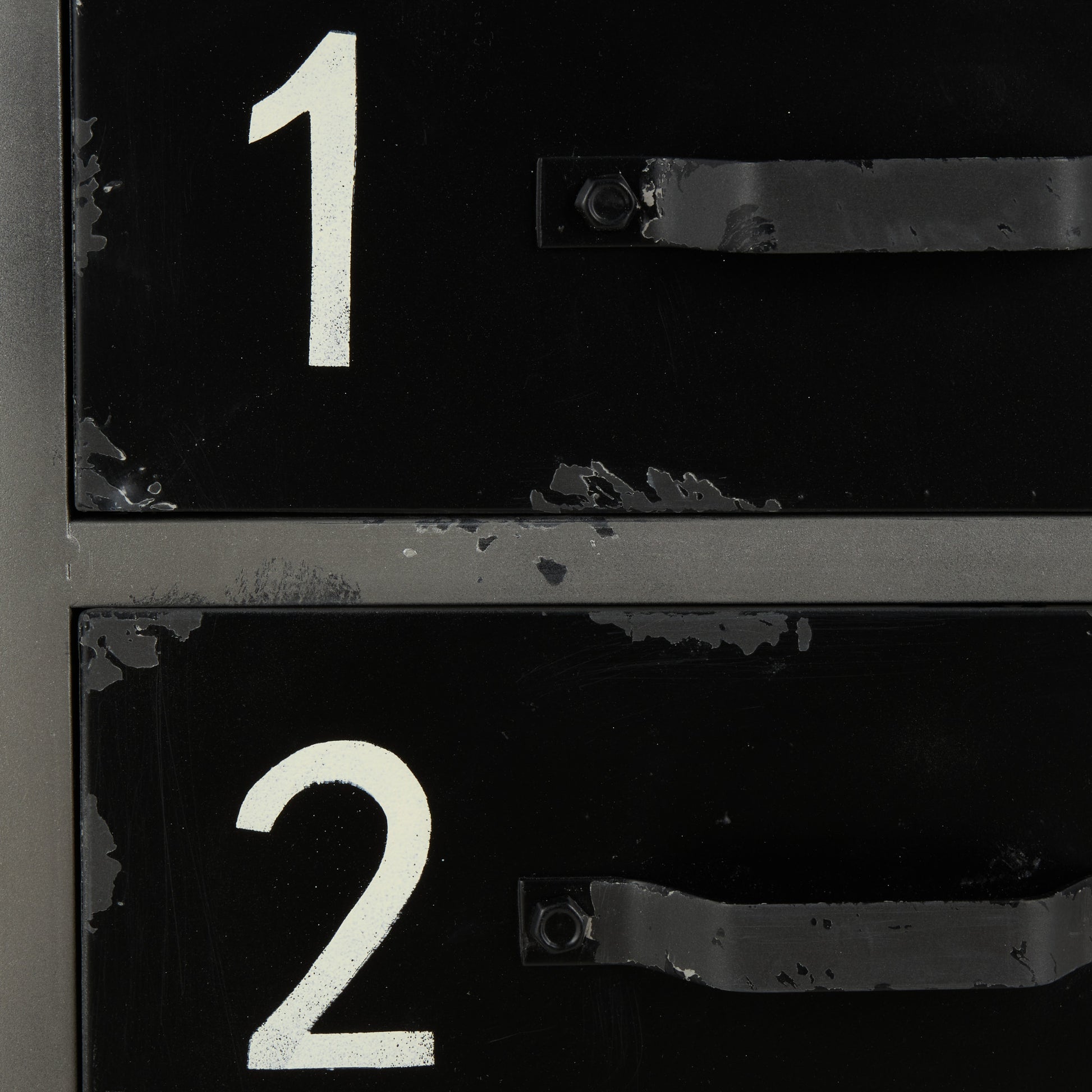 Gray Metal Army Surplus Style 1 Door and 3 Drawer Room Cabinet with Numbers and Text