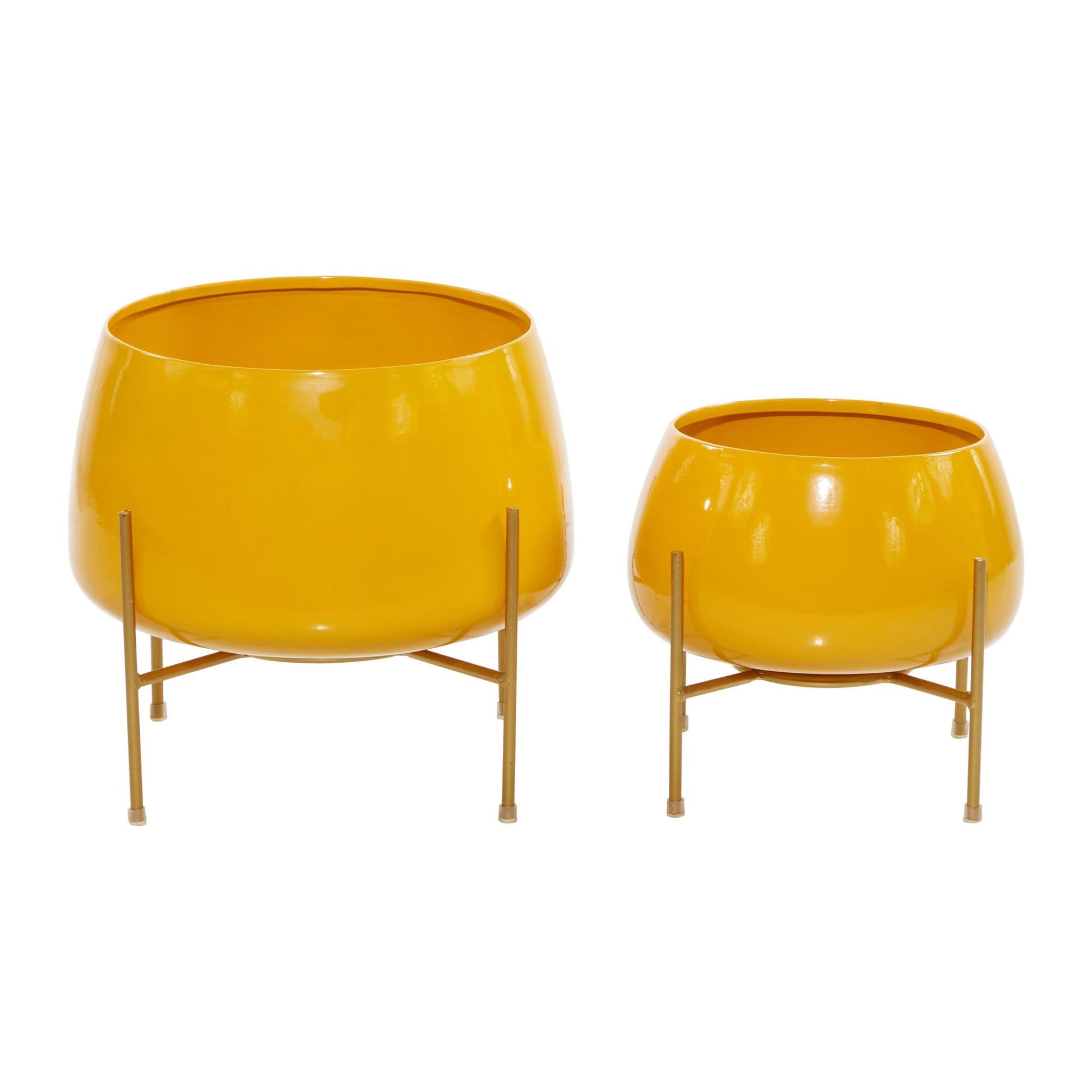 Set of 2 Metal Rounded Dome Indoor Outdoor Planter with Removable Stand