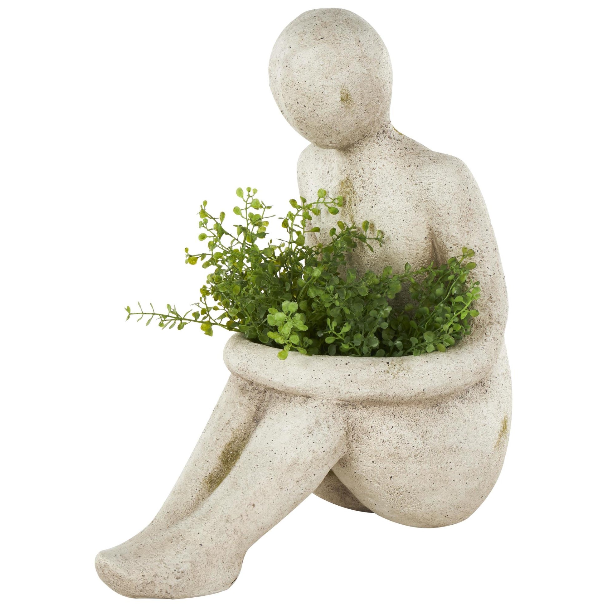 People Cream Polystone Sitting Indoor Outdoor Planter