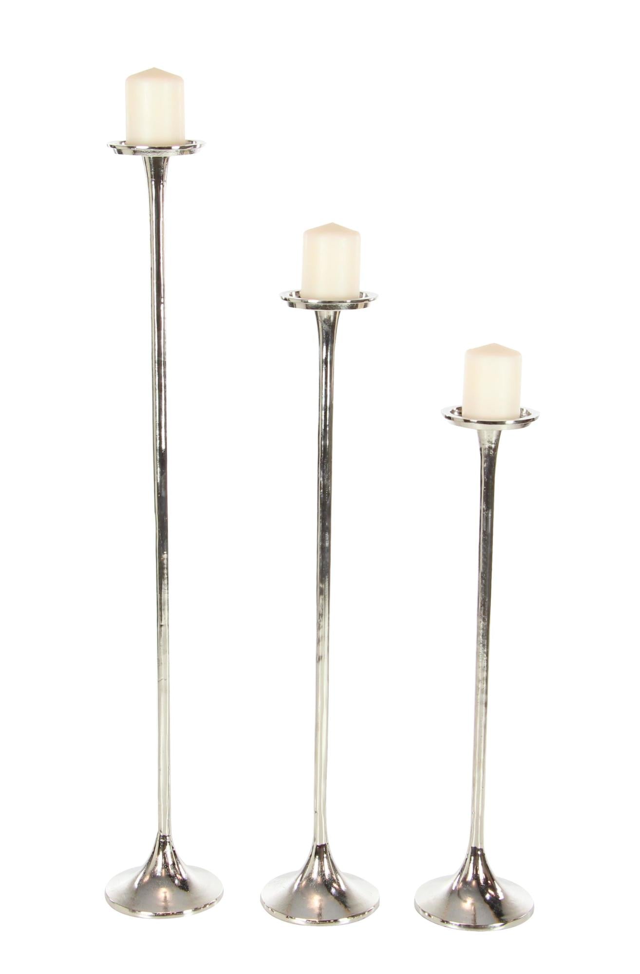 Set of 3 Aluminum Metal Tall Decorative Candle Holder