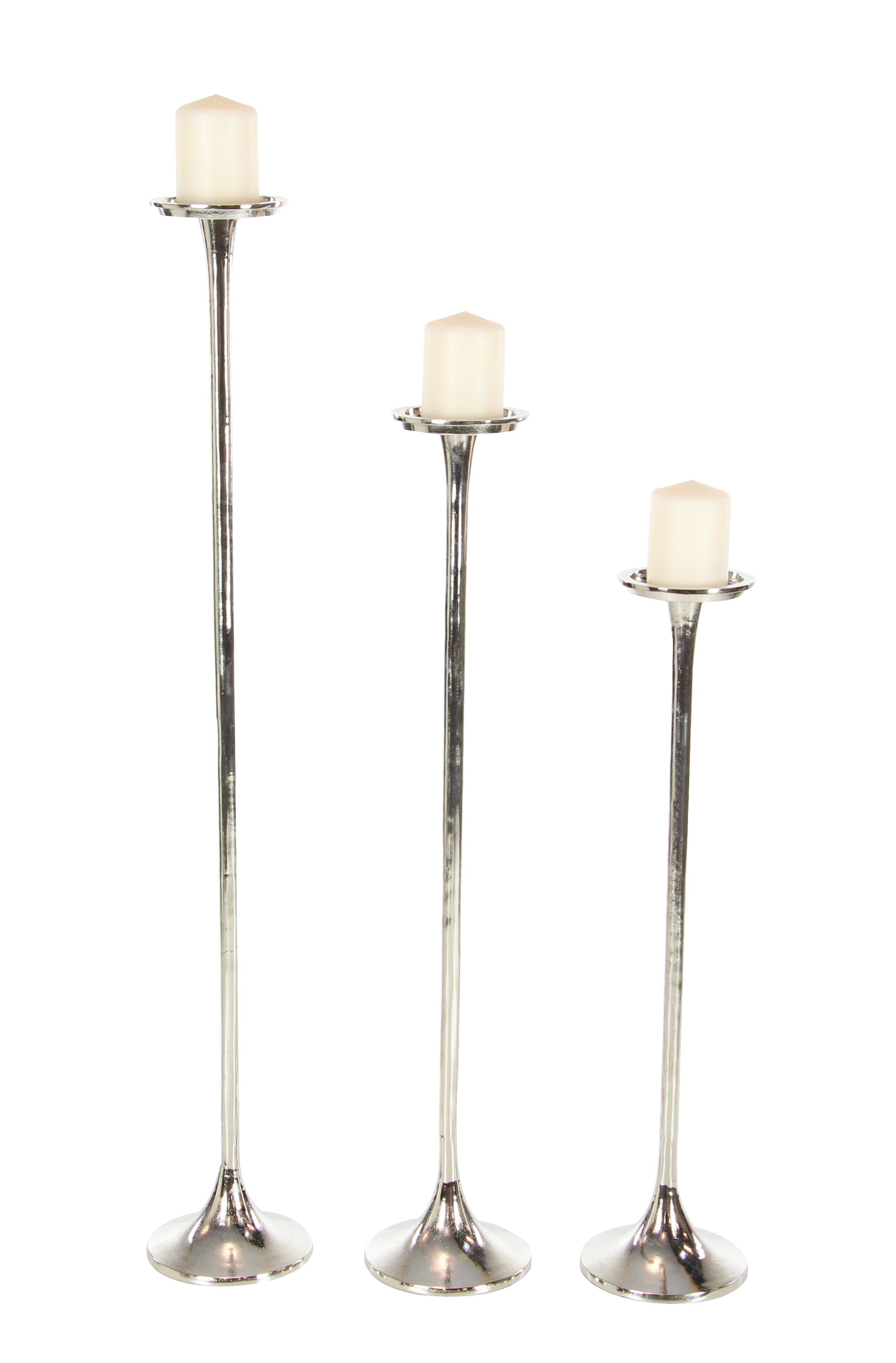 Set of 3 Aluminum Metal Tall Decorative Candle Holder